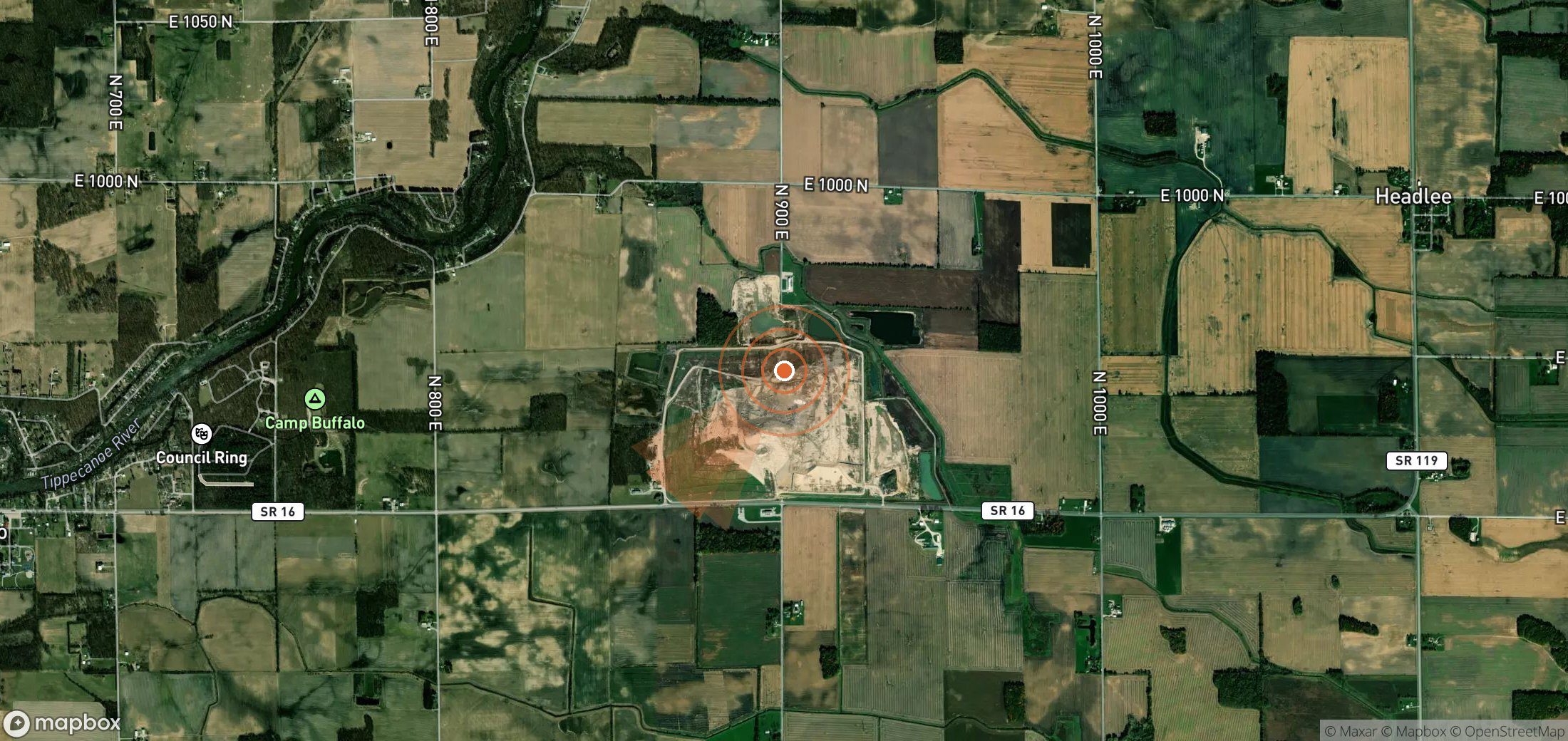 Satellite map of methane plume locations in United States