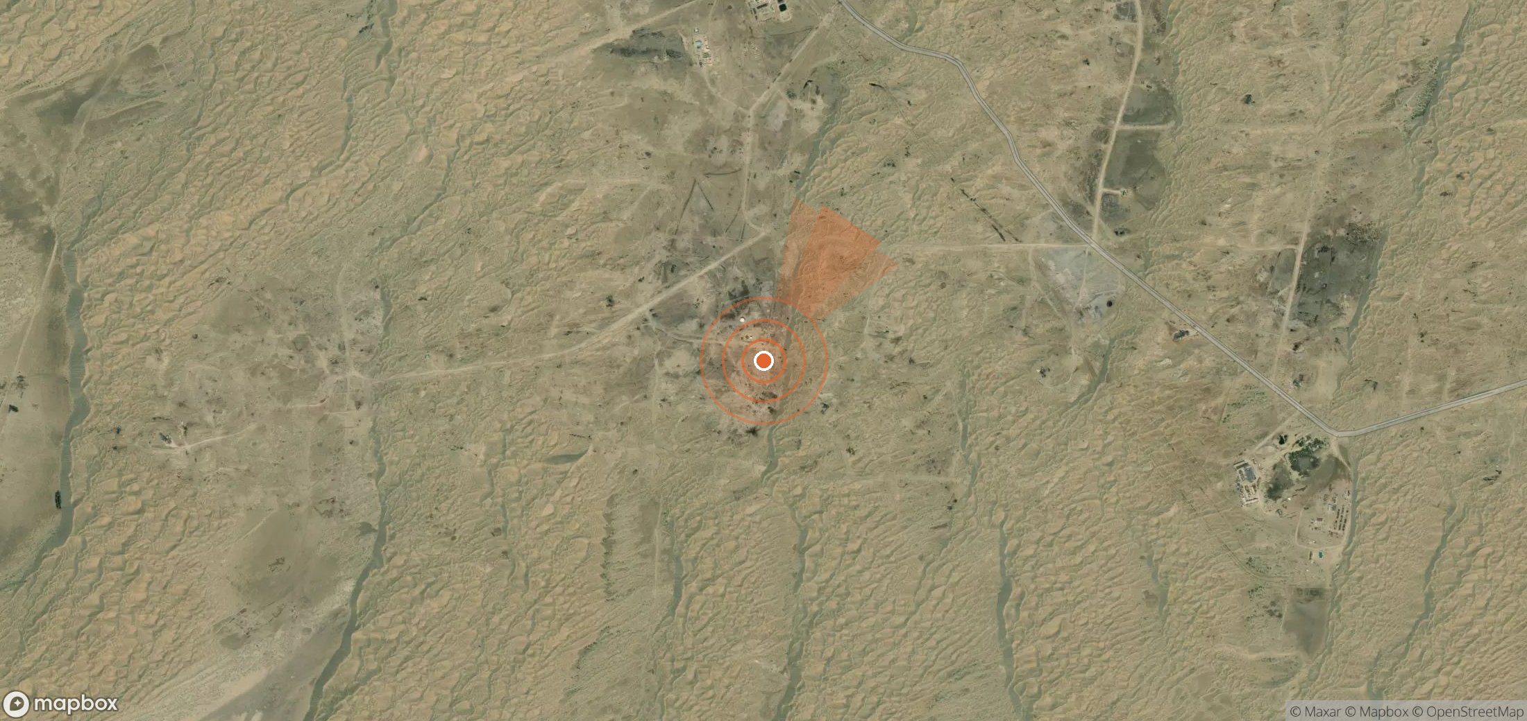 Mapa satelital de plumas de metano en Turkmenistán