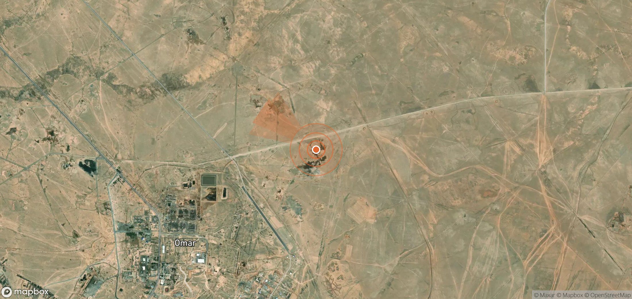 Mapa satelital de plumas de metano en Siria