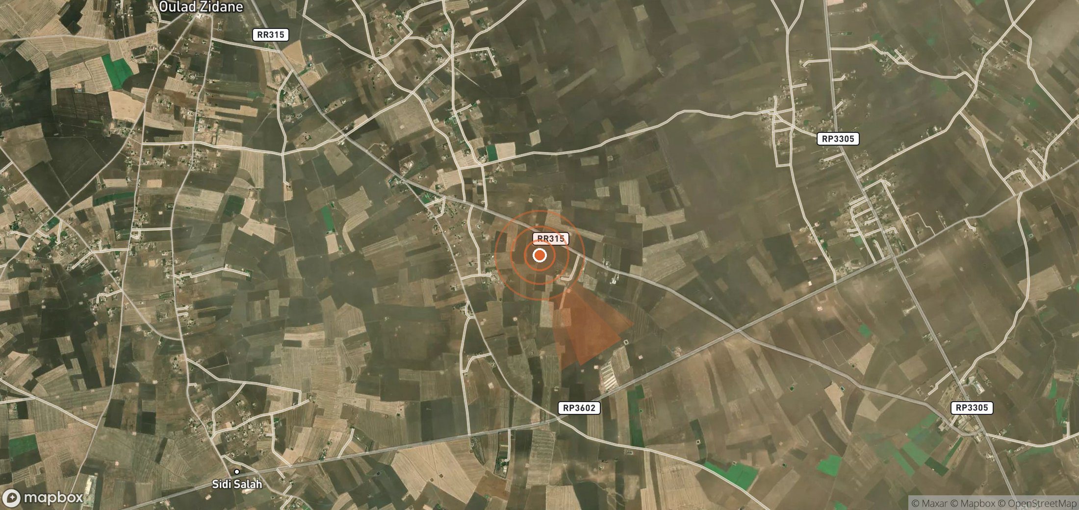 Satellite map of methane plume locations in Morocco
