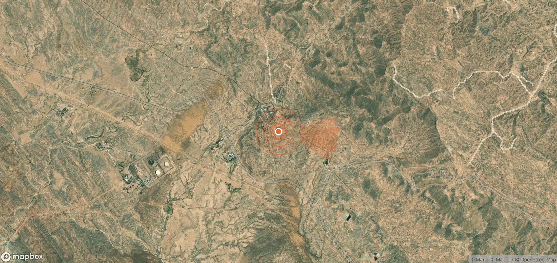 Mapa satelital de plumas de metano en Irán