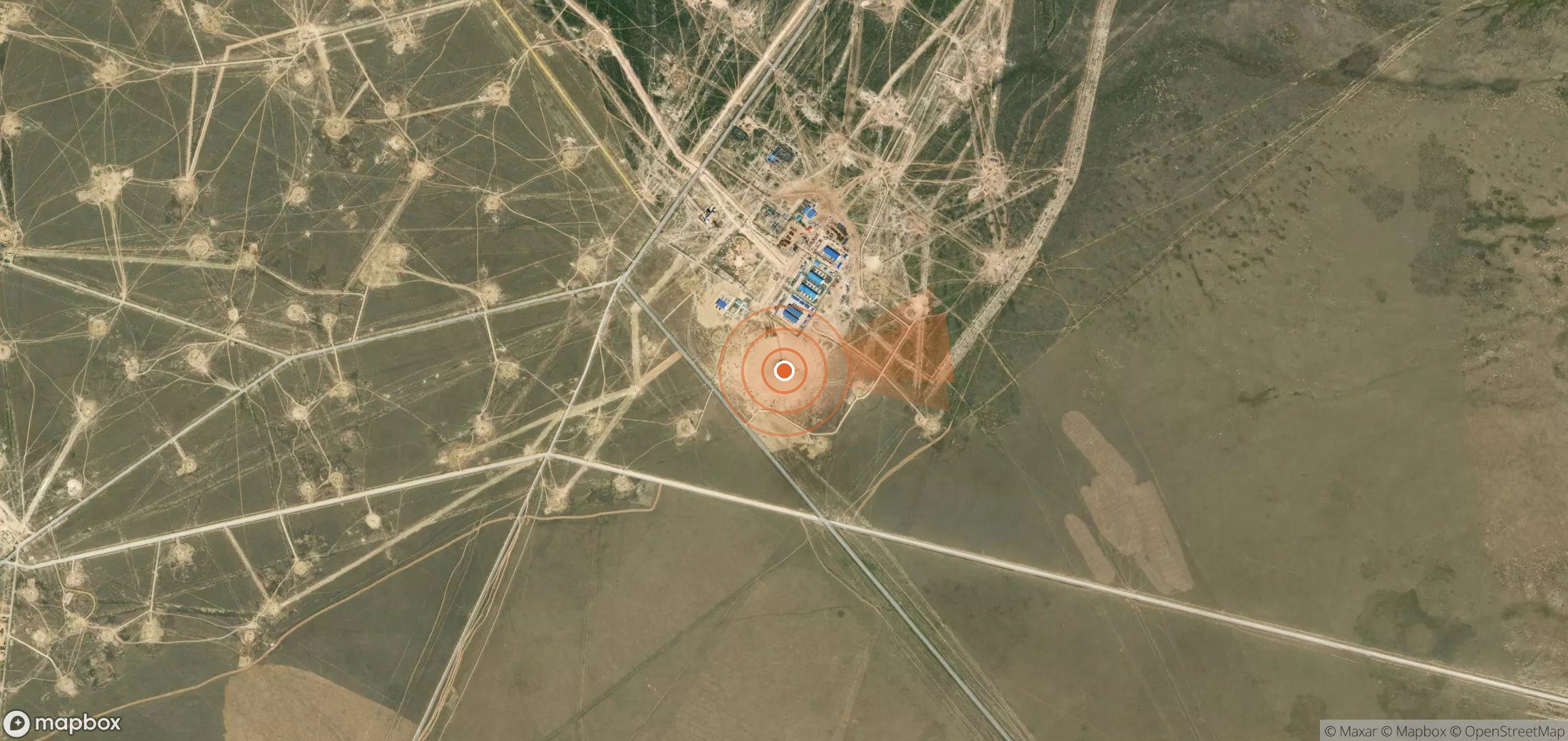 Satellite map of methane plume locations in Kazakhstan