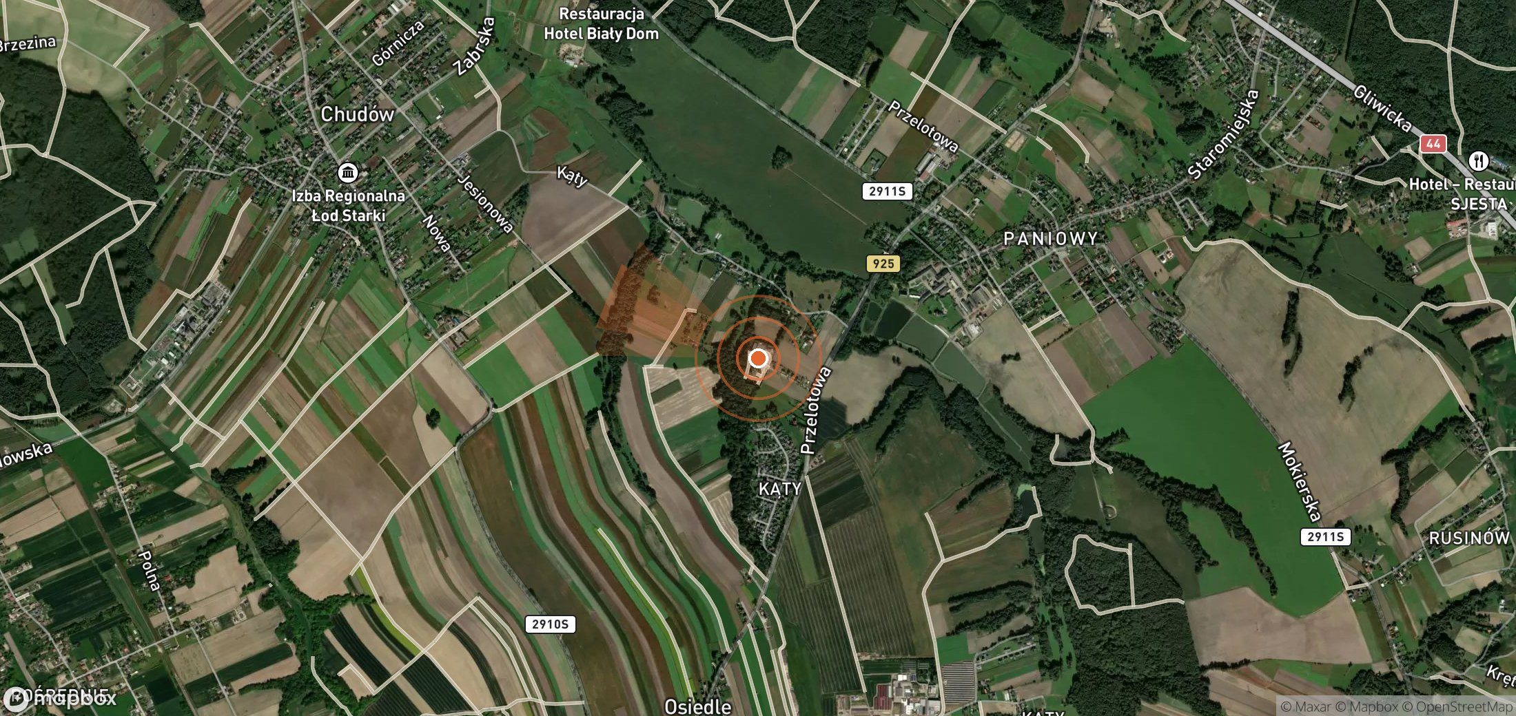 Satellite map of methane plume locations in Poland