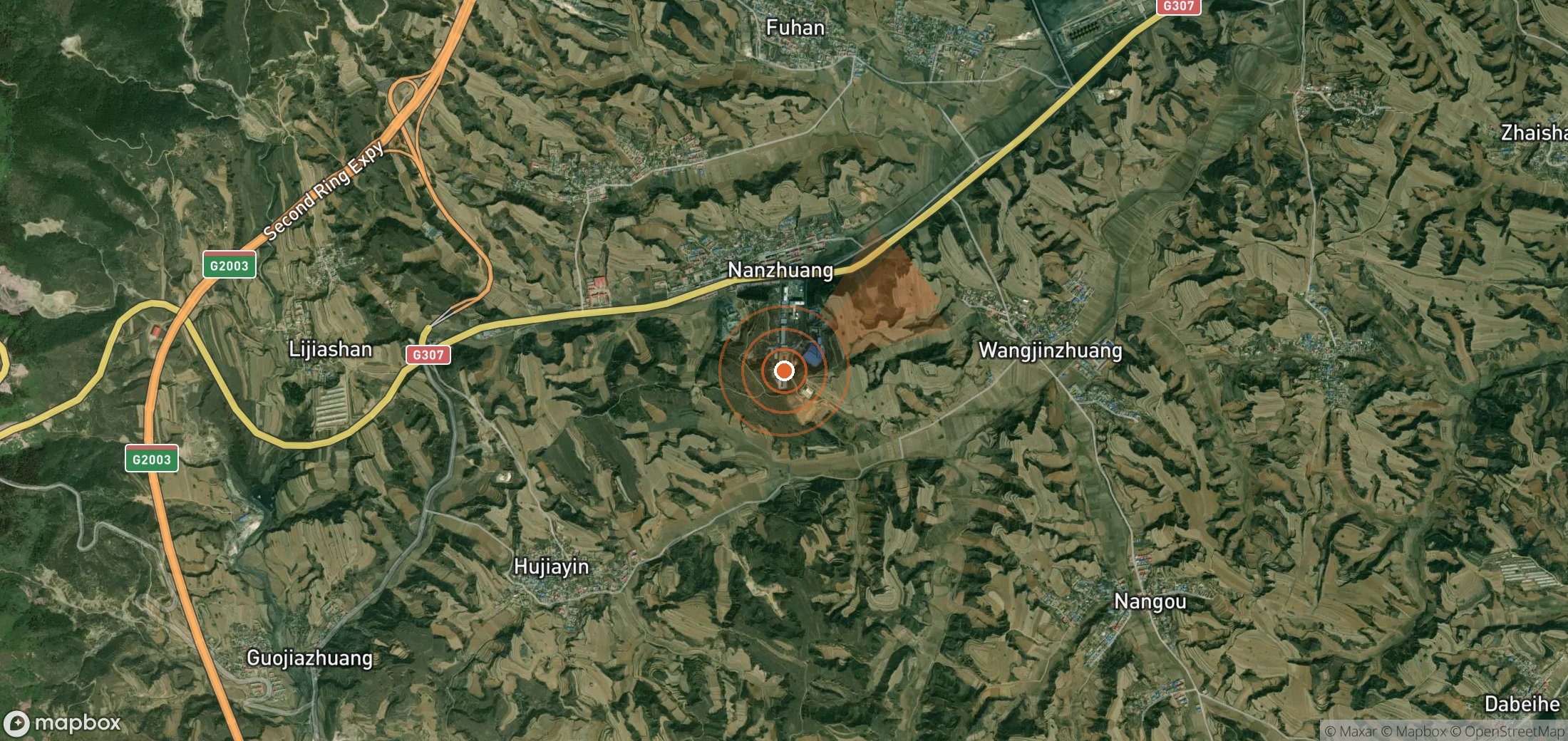 Mapa satelital de plumas de metano en China