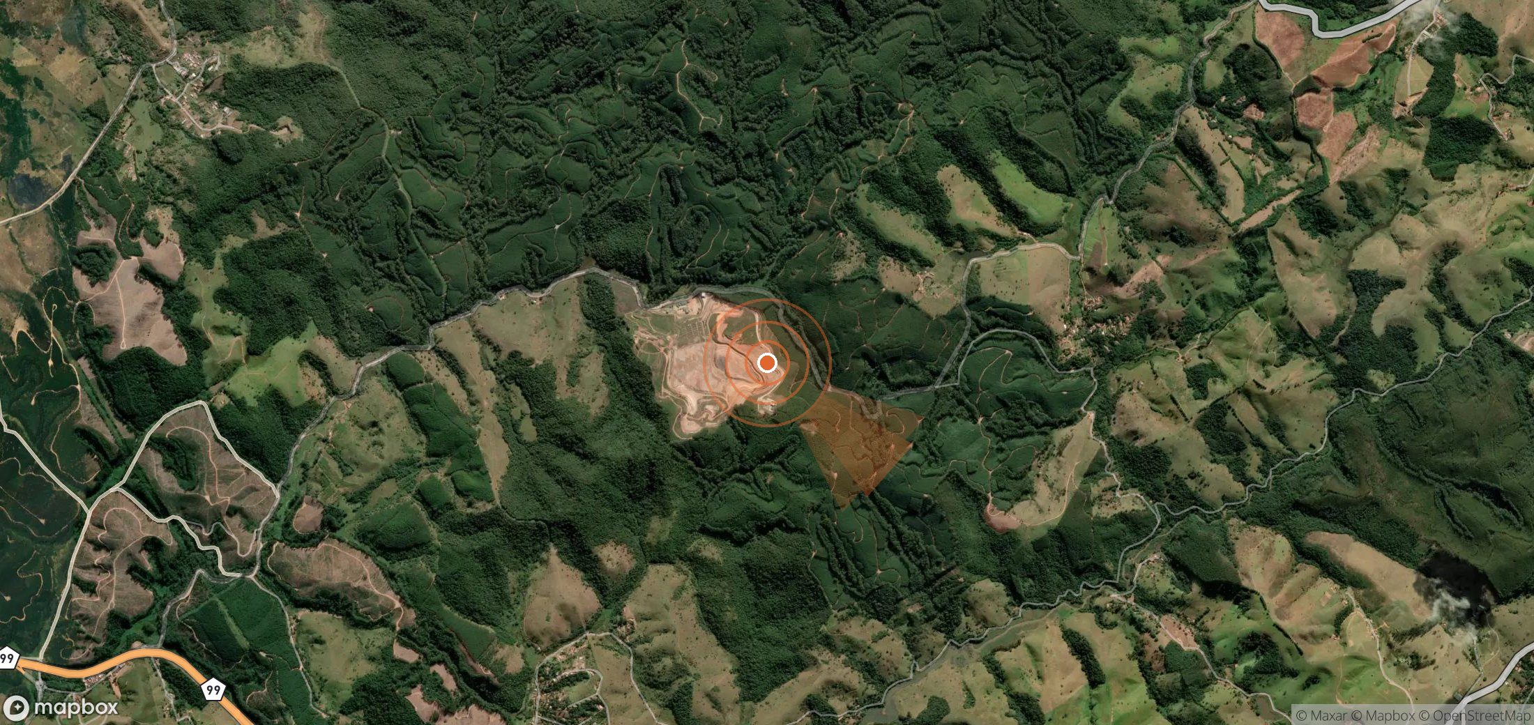 Satellite map of methane plume locations in Brazil