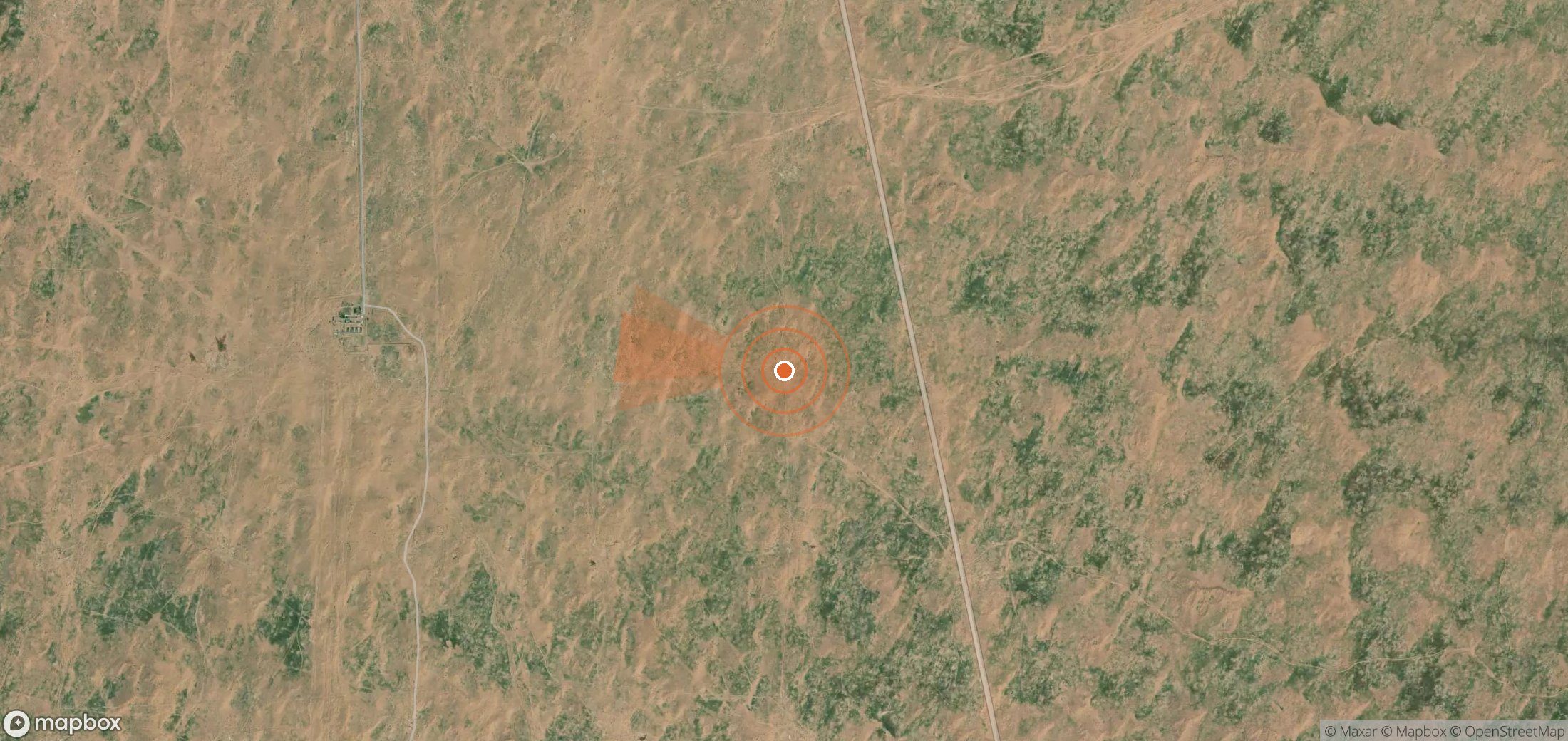 Satellite map of methane plume locations in Turkmenistan