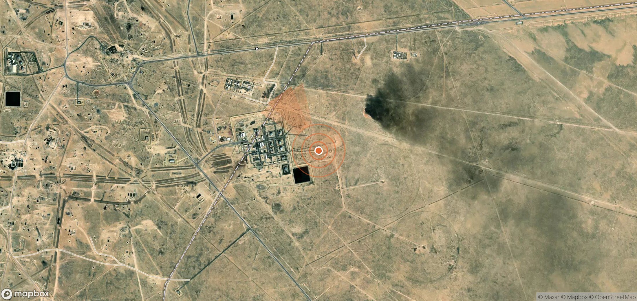 Mapa satelital de plumas de metano en Kuwait