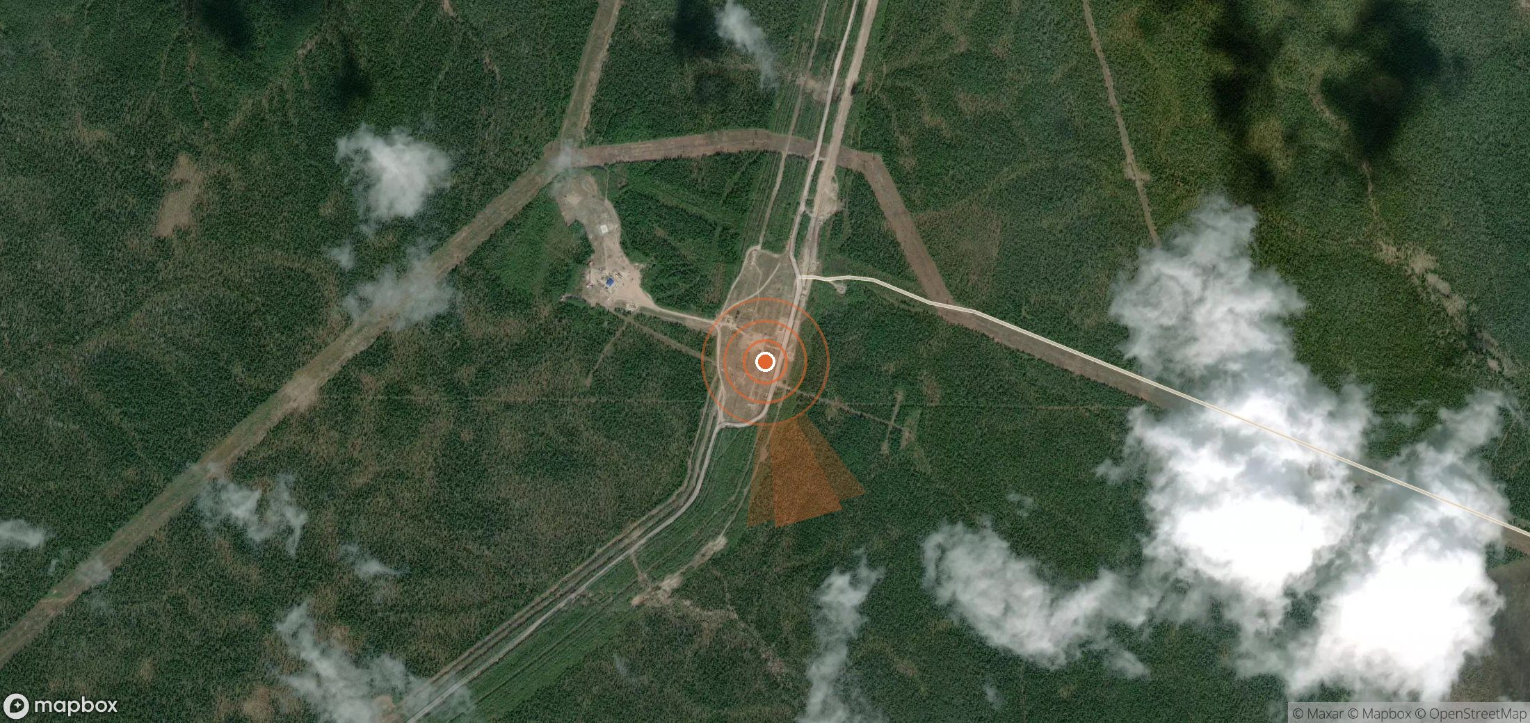 Mapa satelital de plumas de metano en Rusia