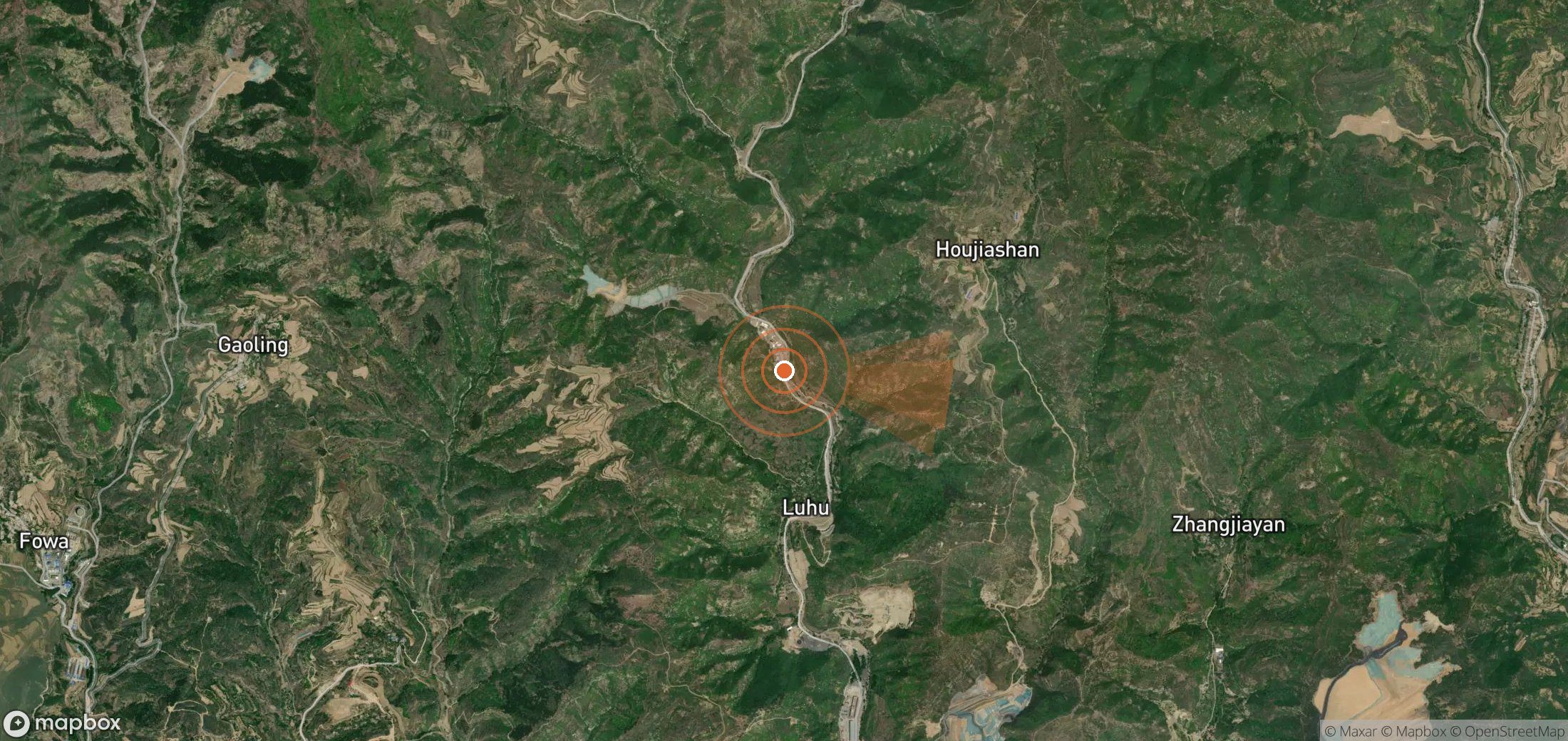 Satellite map of methane plume locations in China