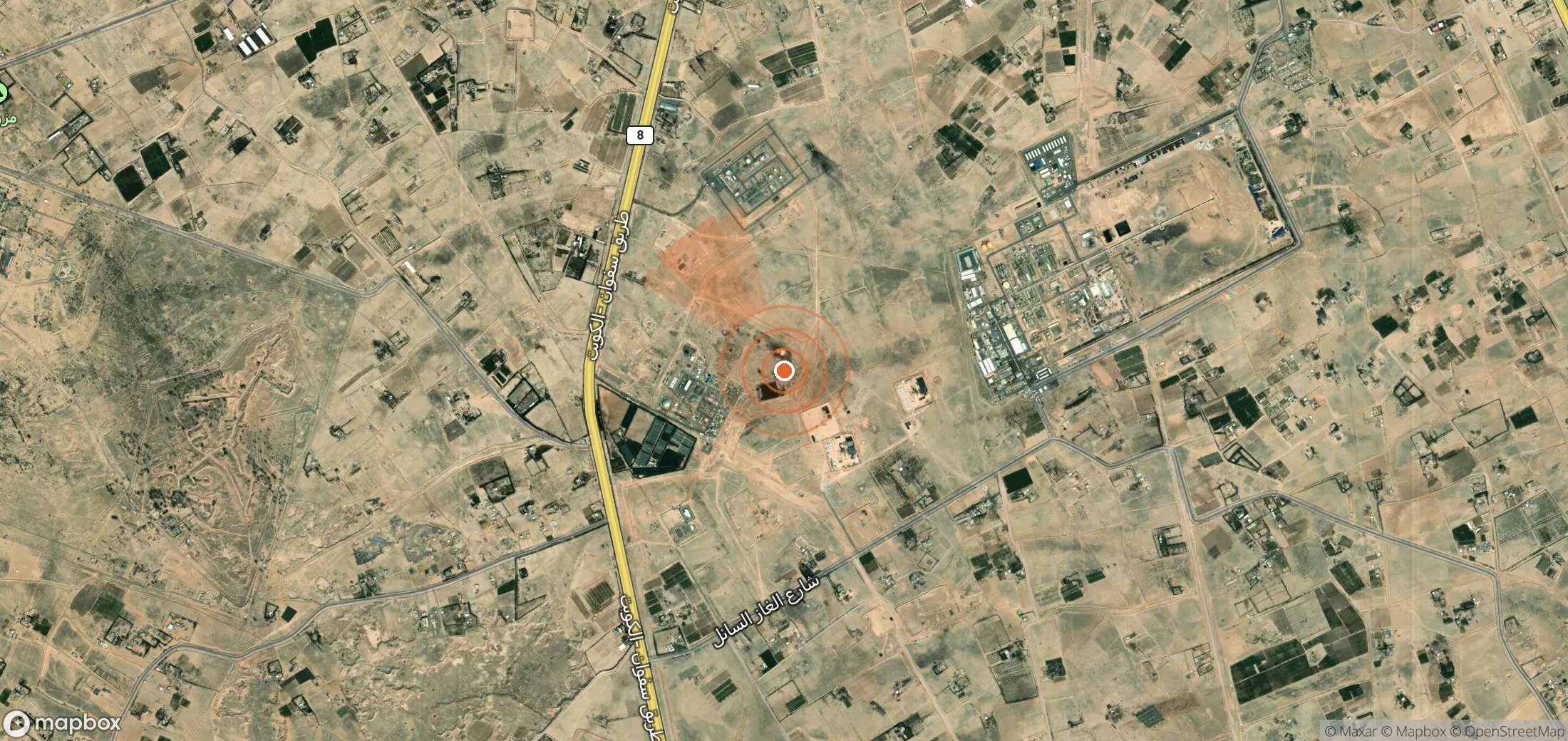 Mapa satelital de plumas de metano en Irak