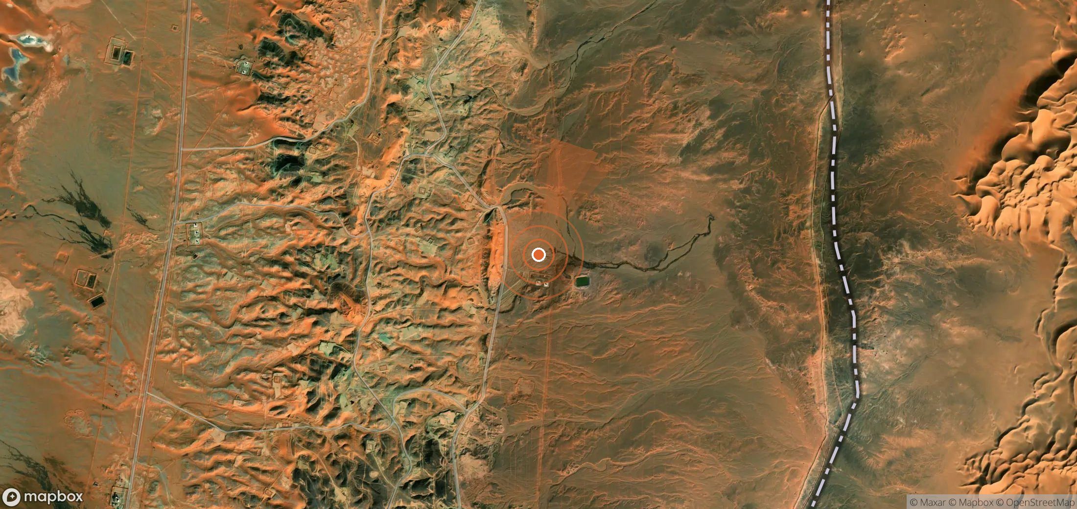 Satellite map of methane plume locations in Algeria