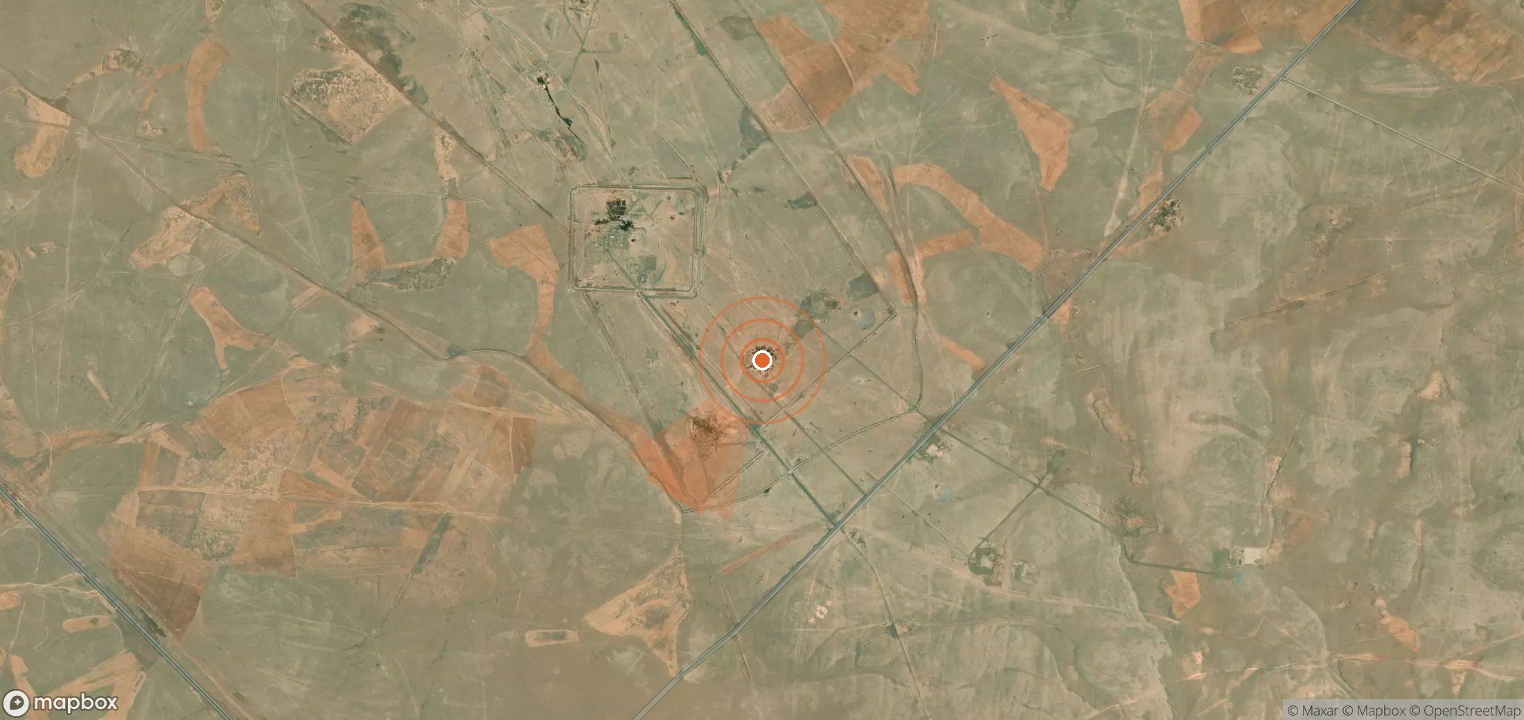 Satellite map of methane plume locations in Syria
