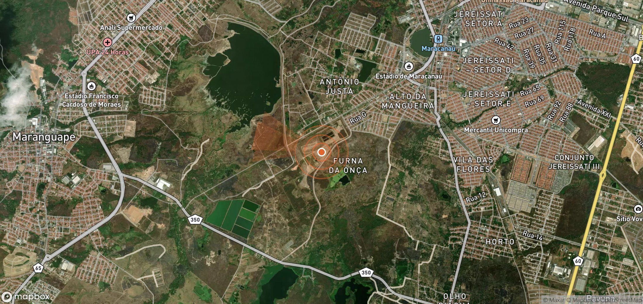 Satellite map of methane plume locations in Brazil