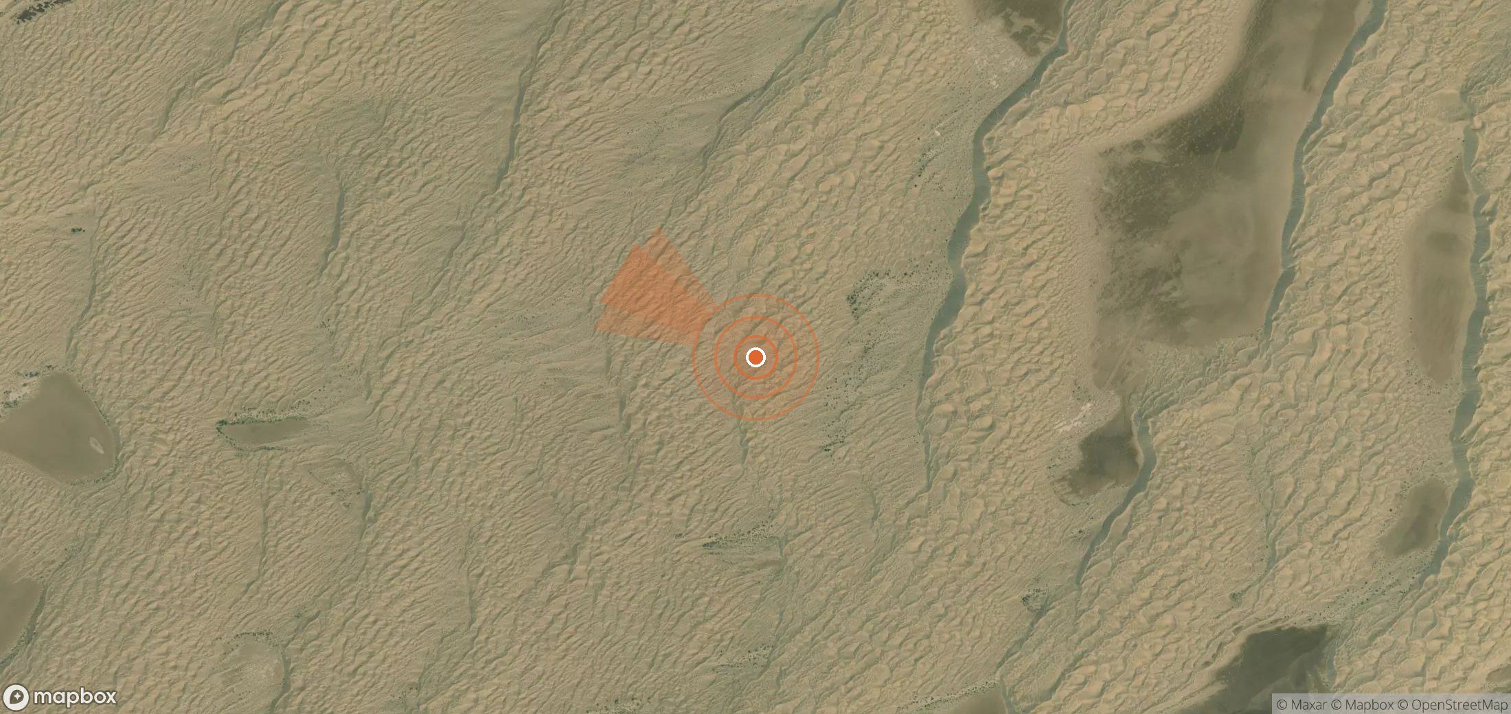 Satellite map of methane plume locations in Turkmenistan