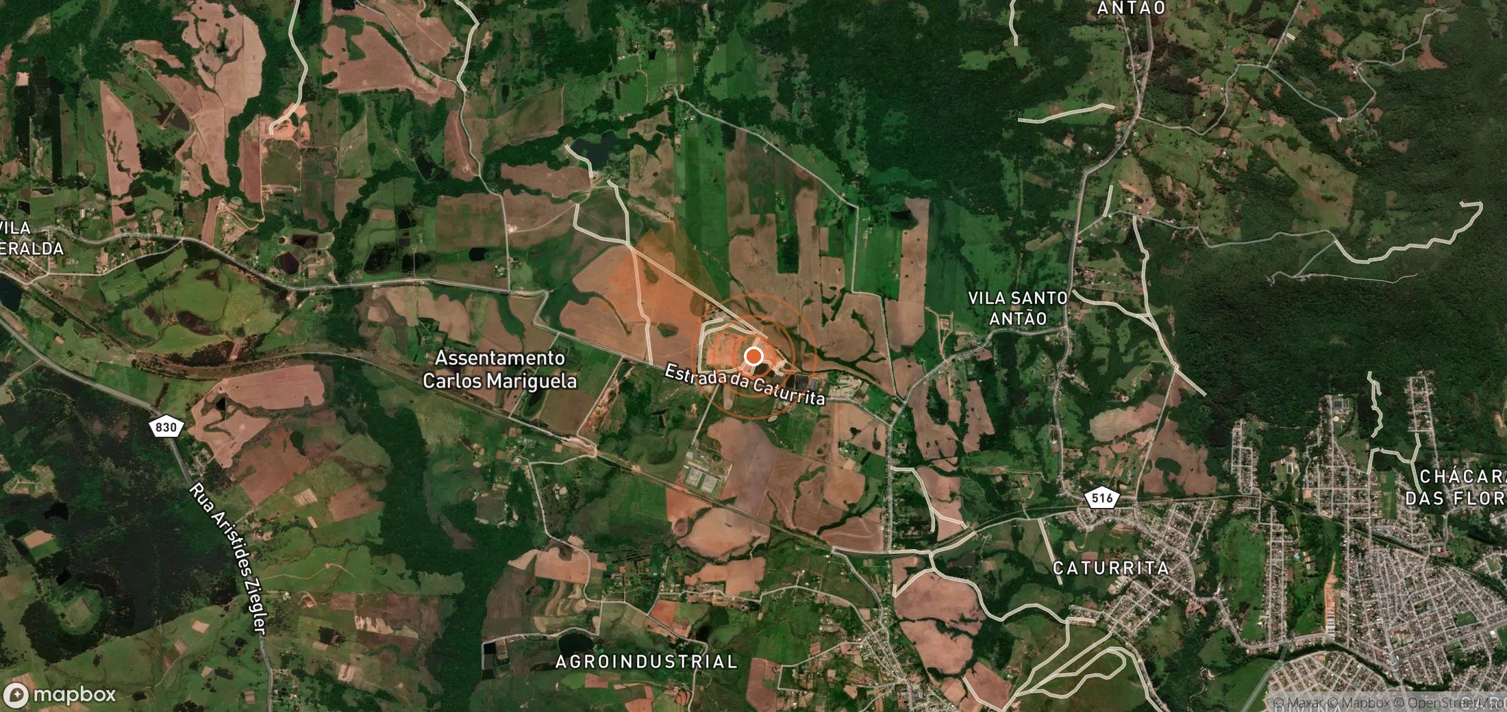 Satellite map of methane plume locations in Brazil