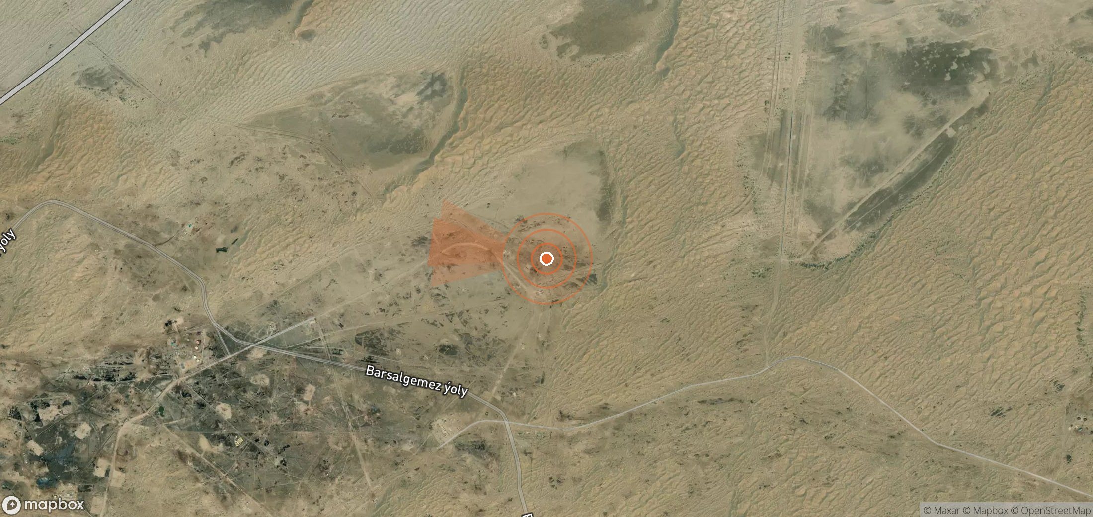 Mapa satelital de plumas de metano en Turkmenistán