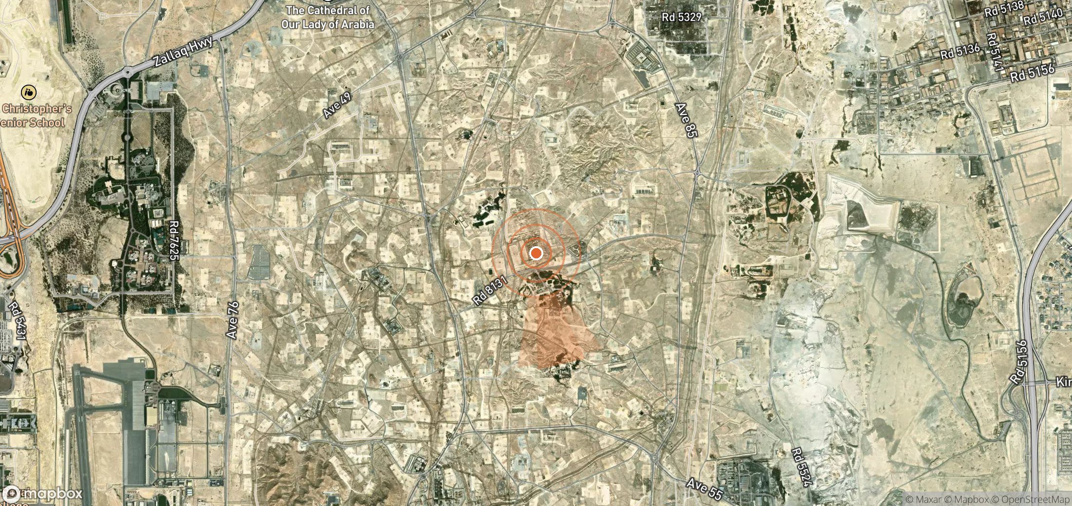 Mapa satelital de plumas de metano en Baréin