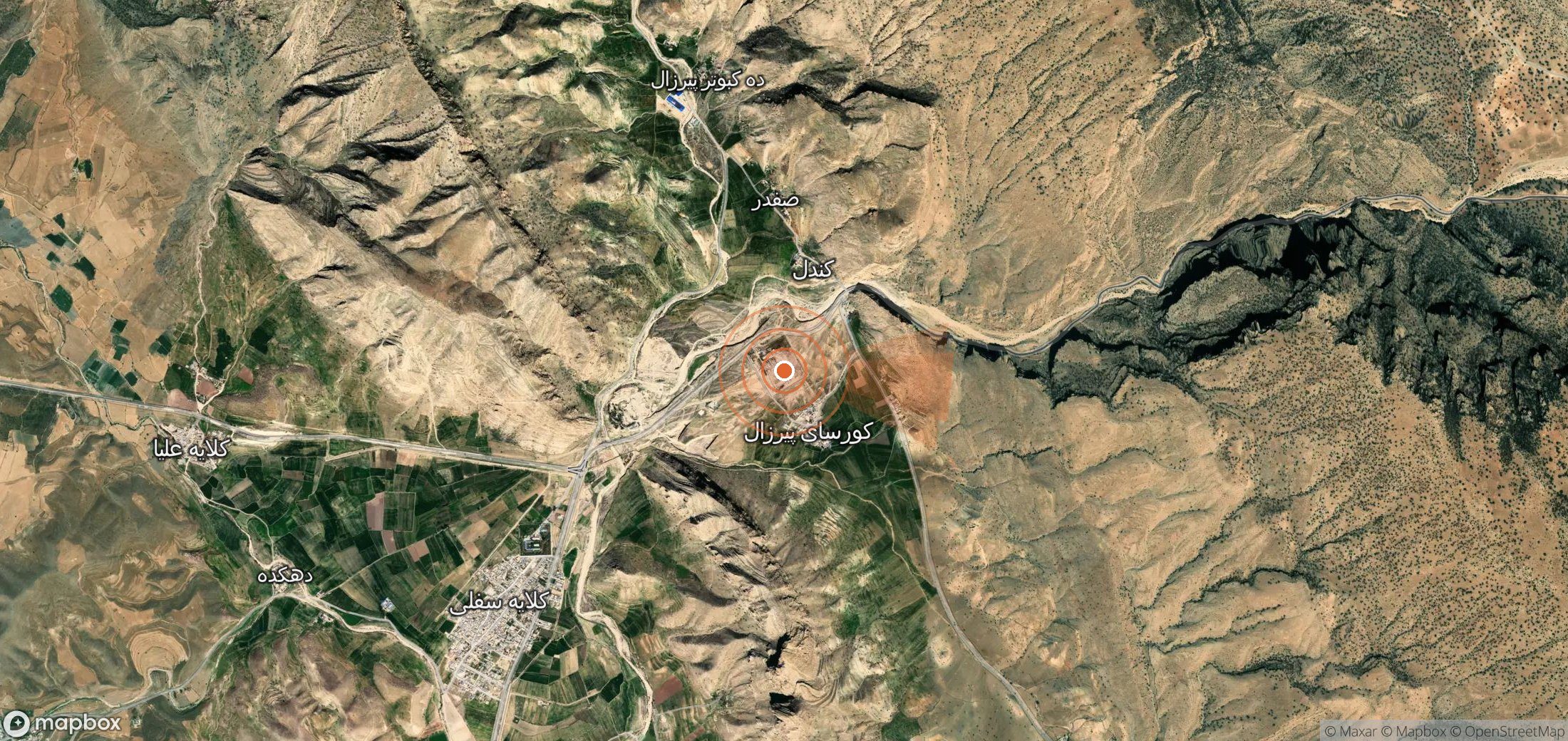Mapa satelital de plumas de metano en Irán