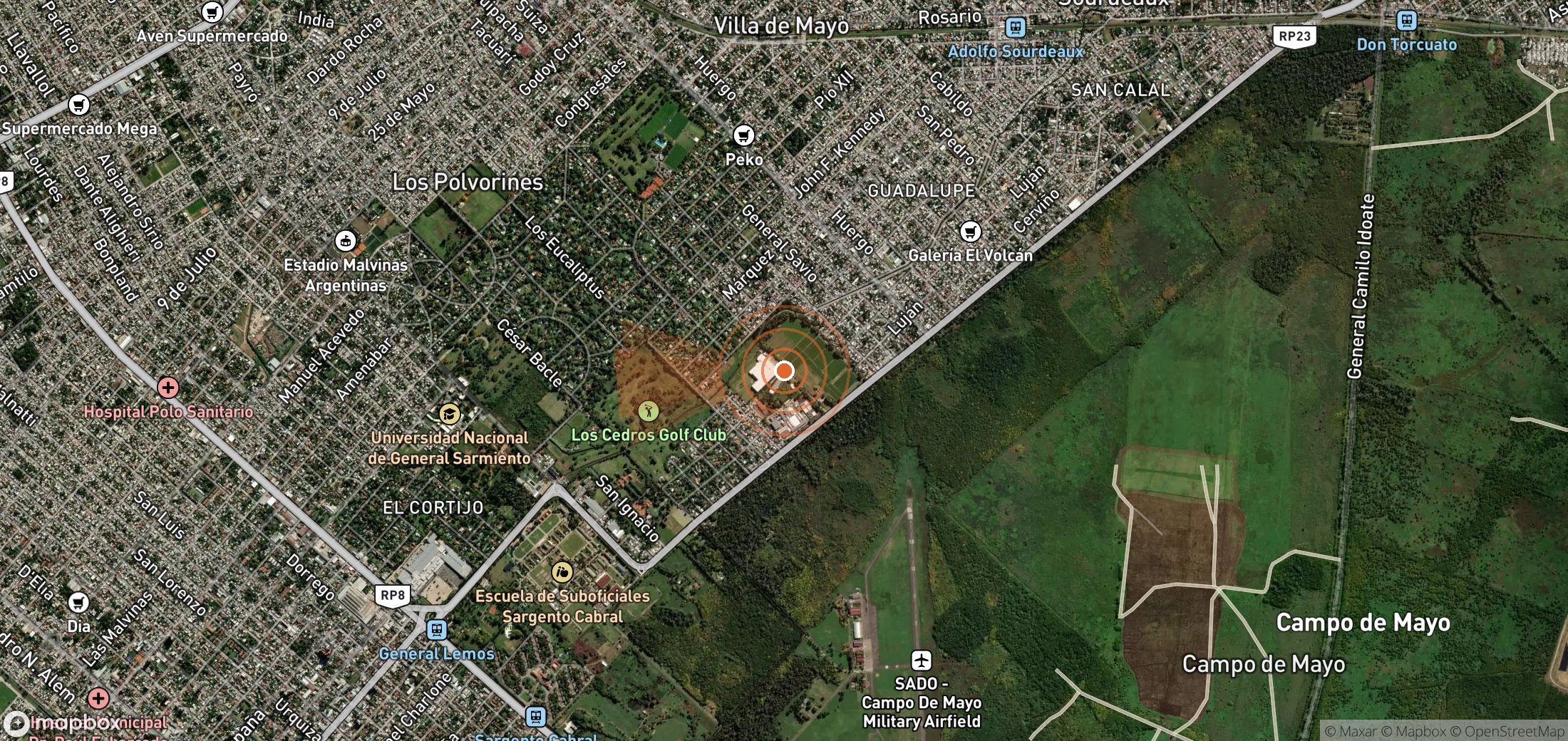Satellite map of methane plume locations in Argentina