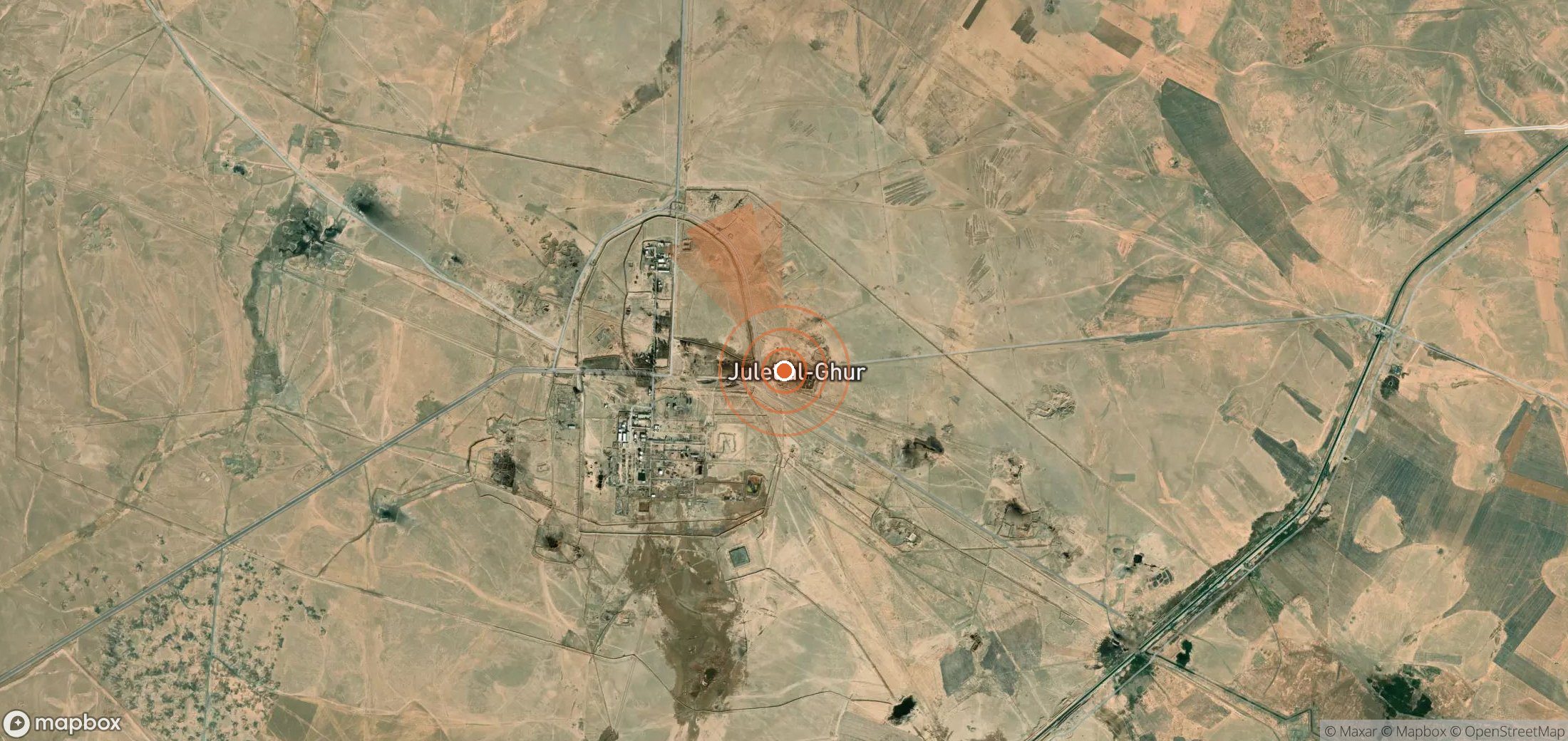 Mapa satelital de plumas de metano en Siria