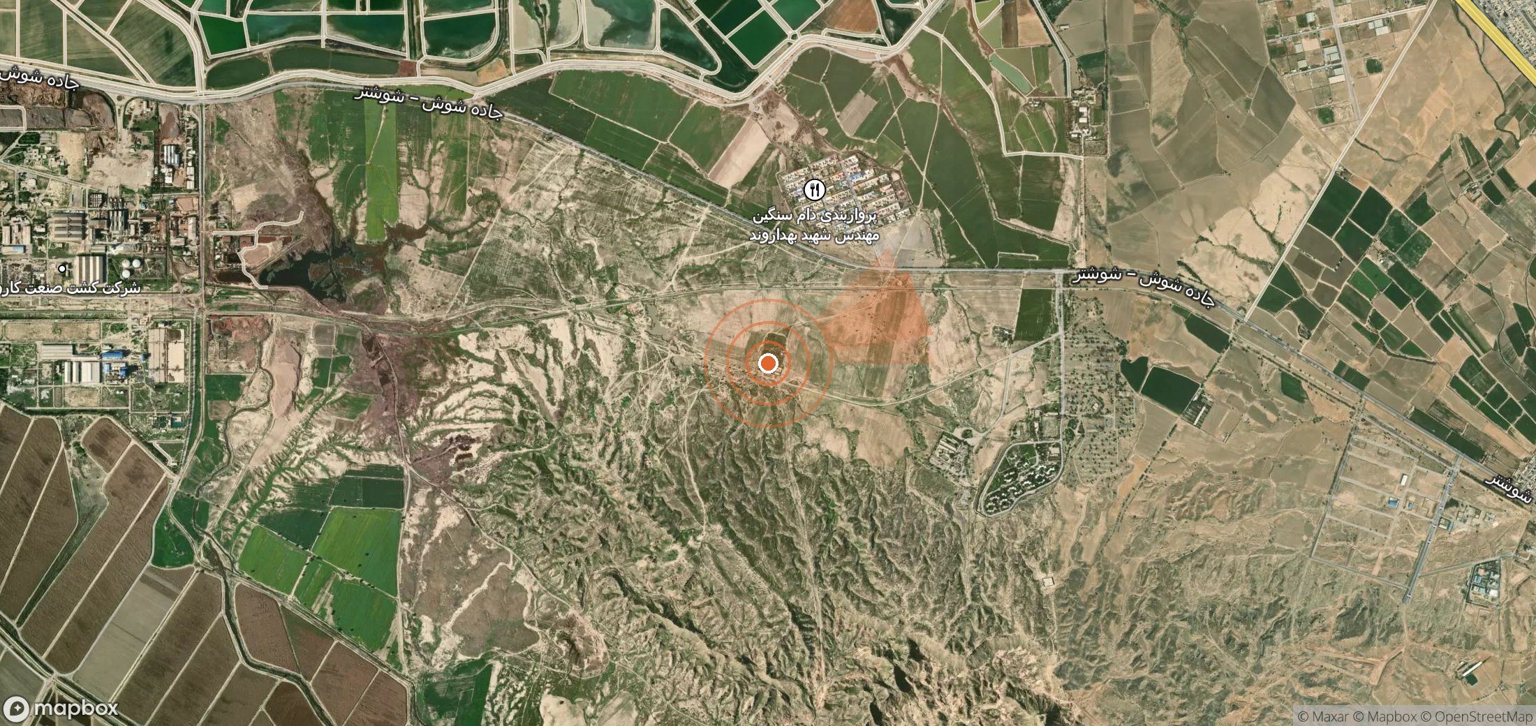 Satellite map of methane plume locations in Iran