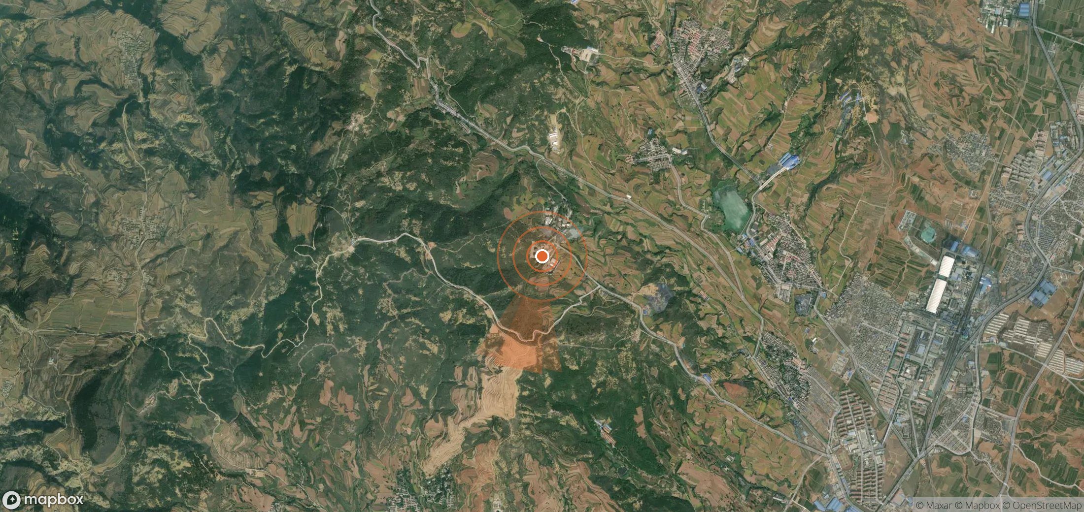 Satellite map of methane plume locations in China