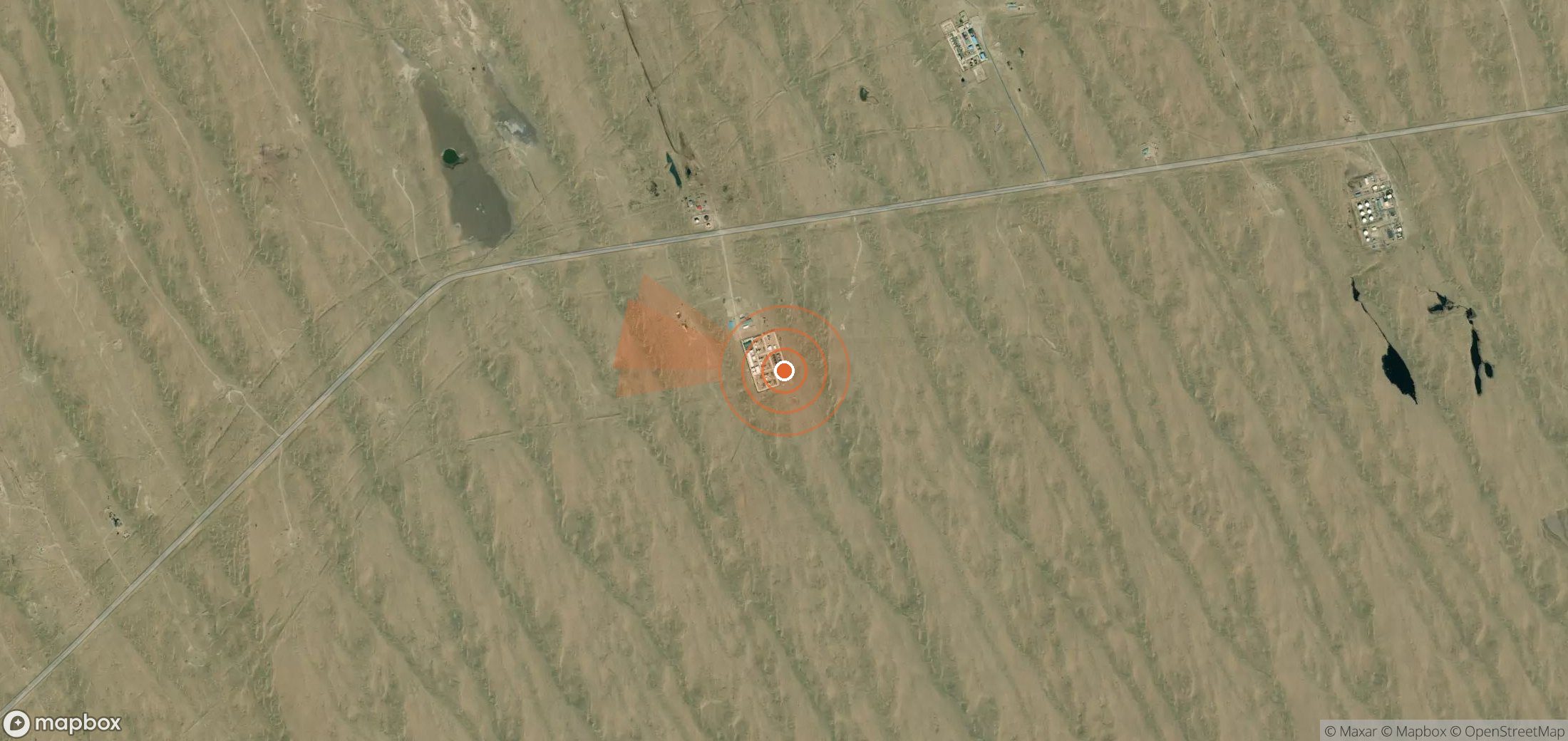 Satellite map of methane plume locations in Turkmenistan