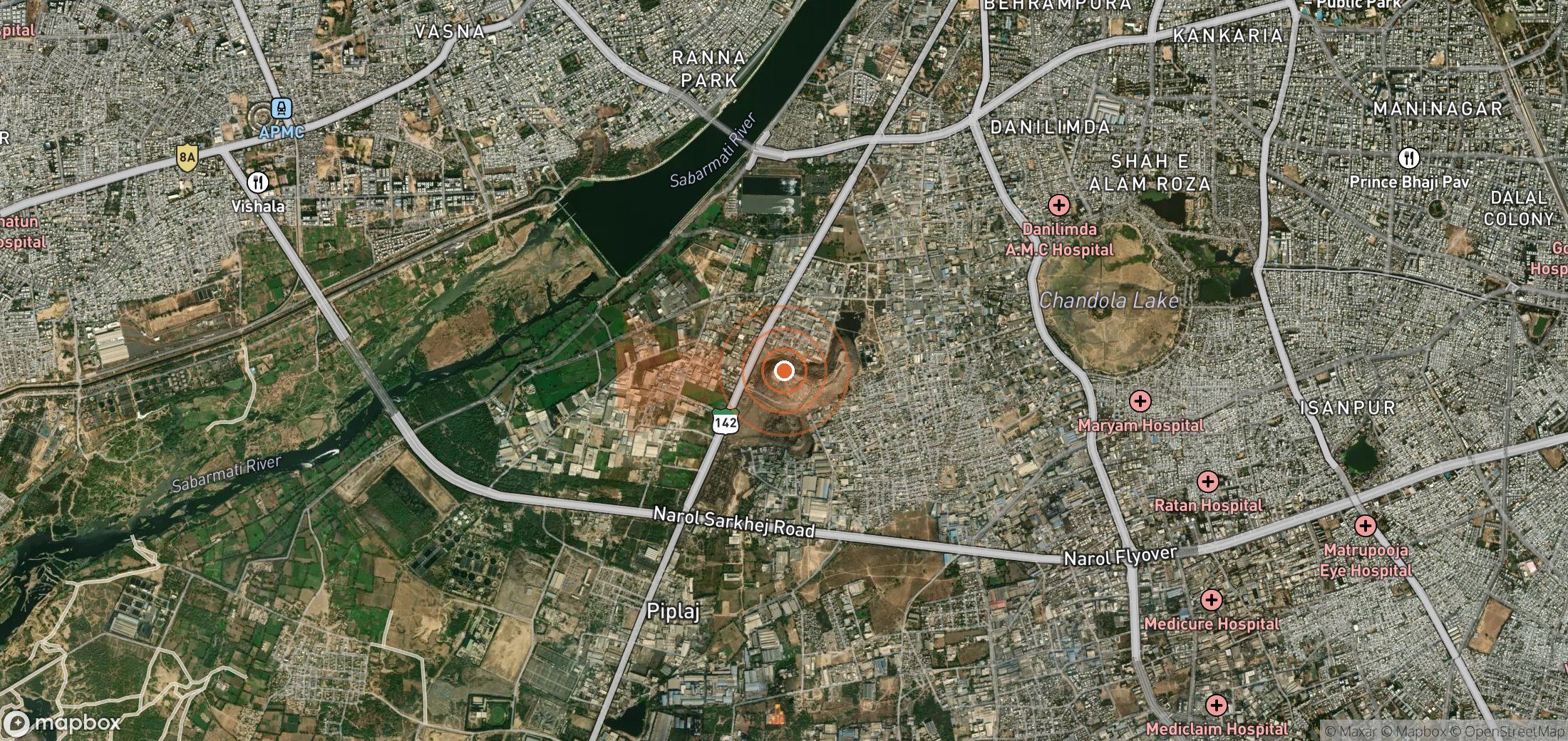 Satellite map of methane plume locations in India