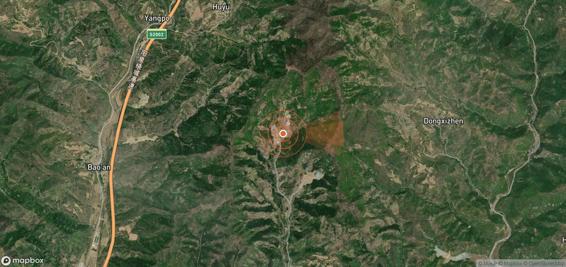 Mapa satelital de plumas de metano en China