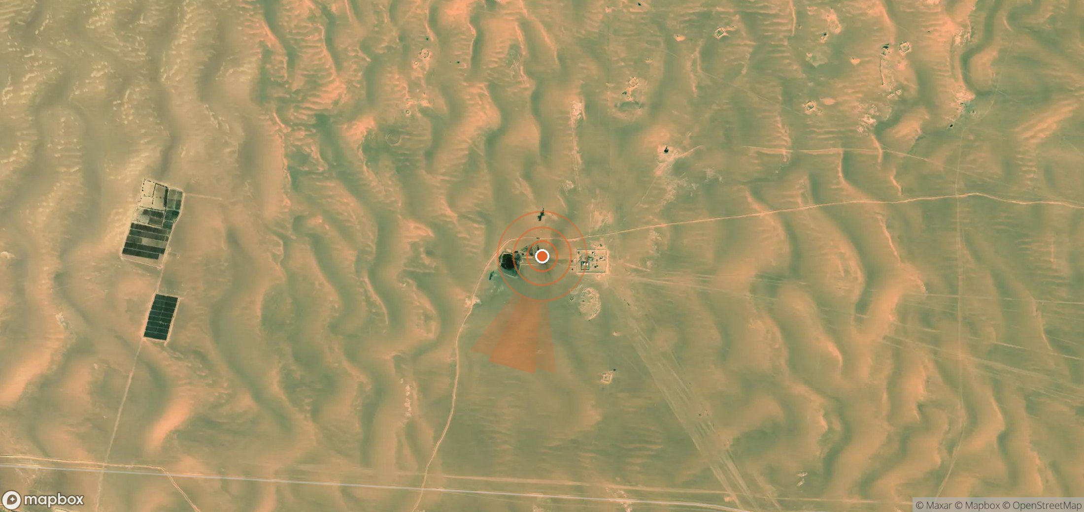 Satellite map of methane plume locations in Libya