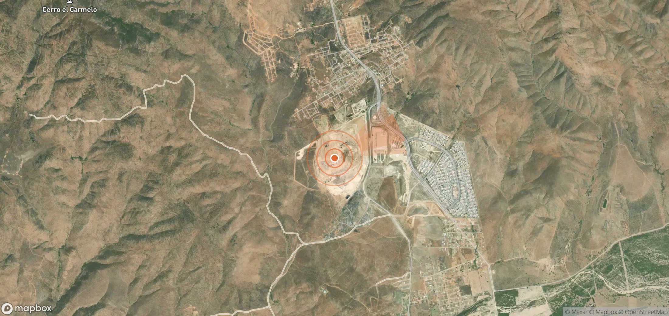 Satellite map of methane plume locations in Mexico