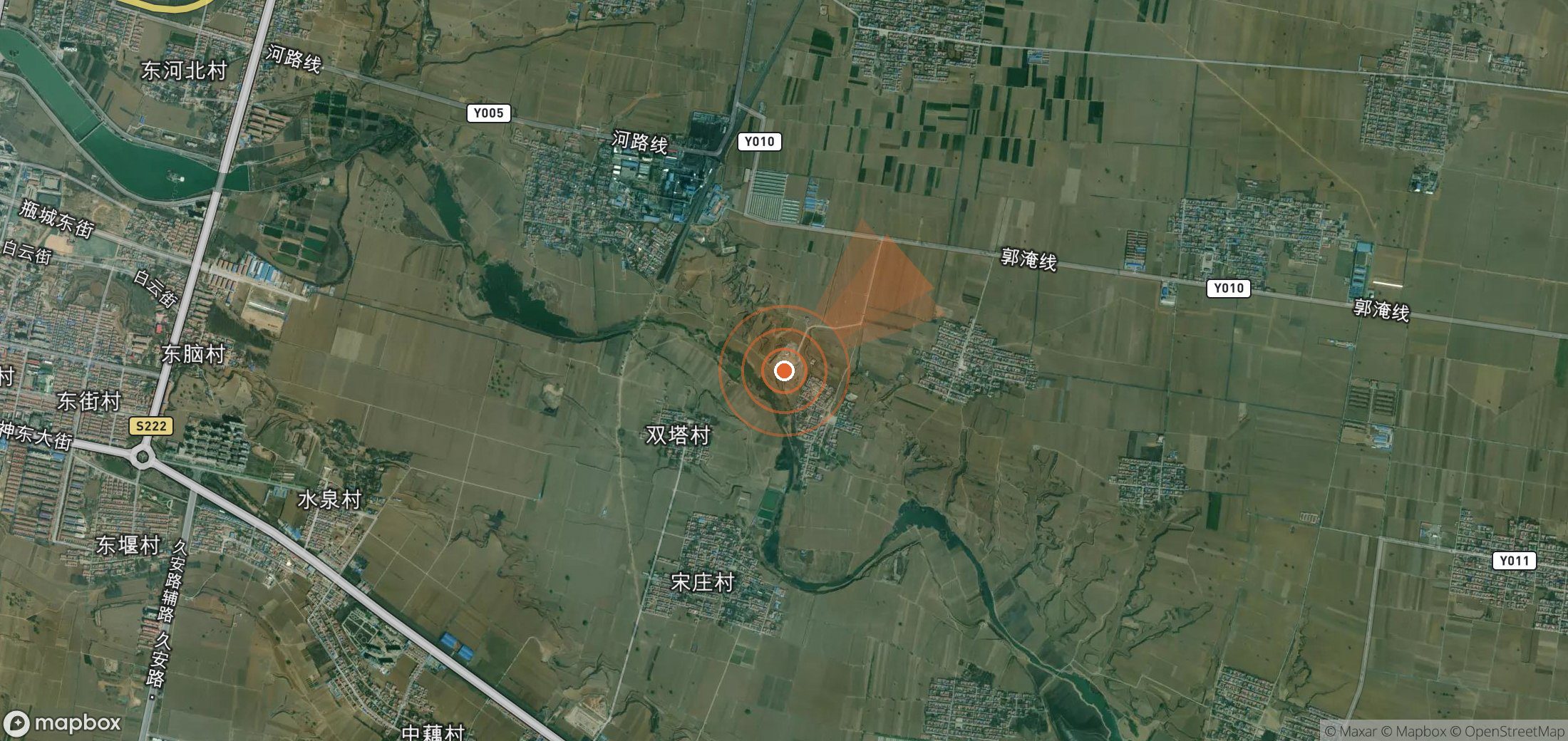 Mapa satelital de plumas de metano en China