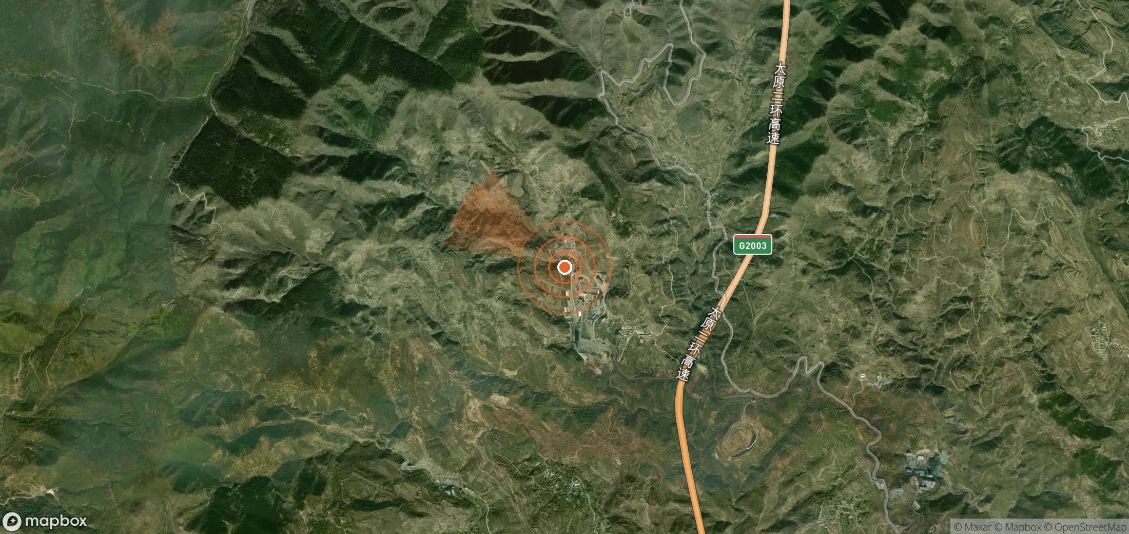 Satellite map of methane plume locations in China