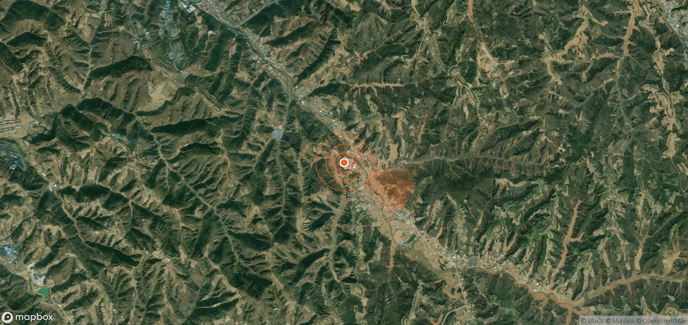 Satellite map of methane plume locations in China
