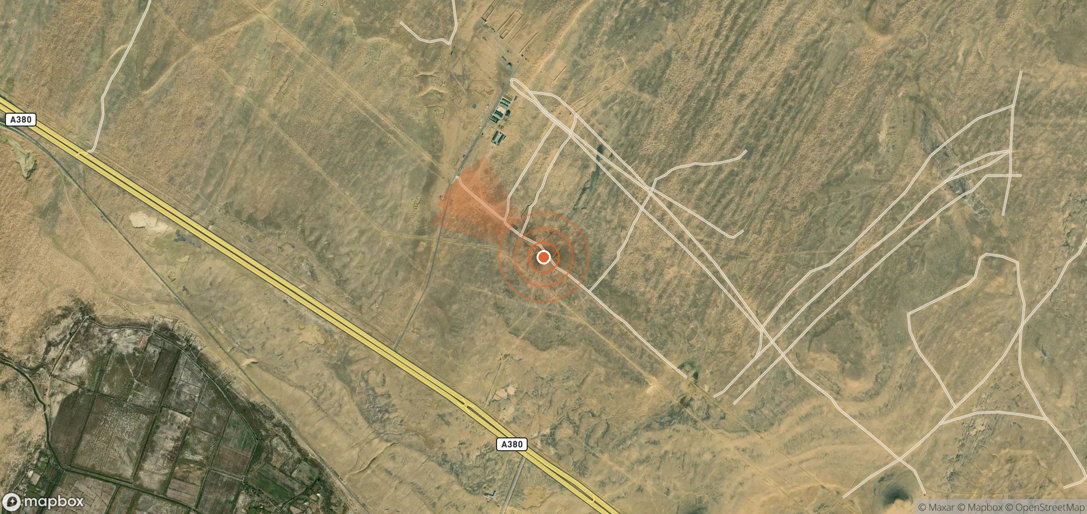 Mapa satelital de plumas de metano en Uzbekistán