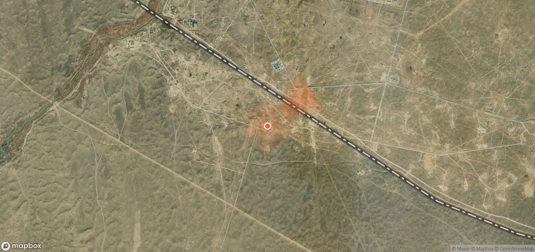 Satellite map of methane plume locations in Turkmenistan