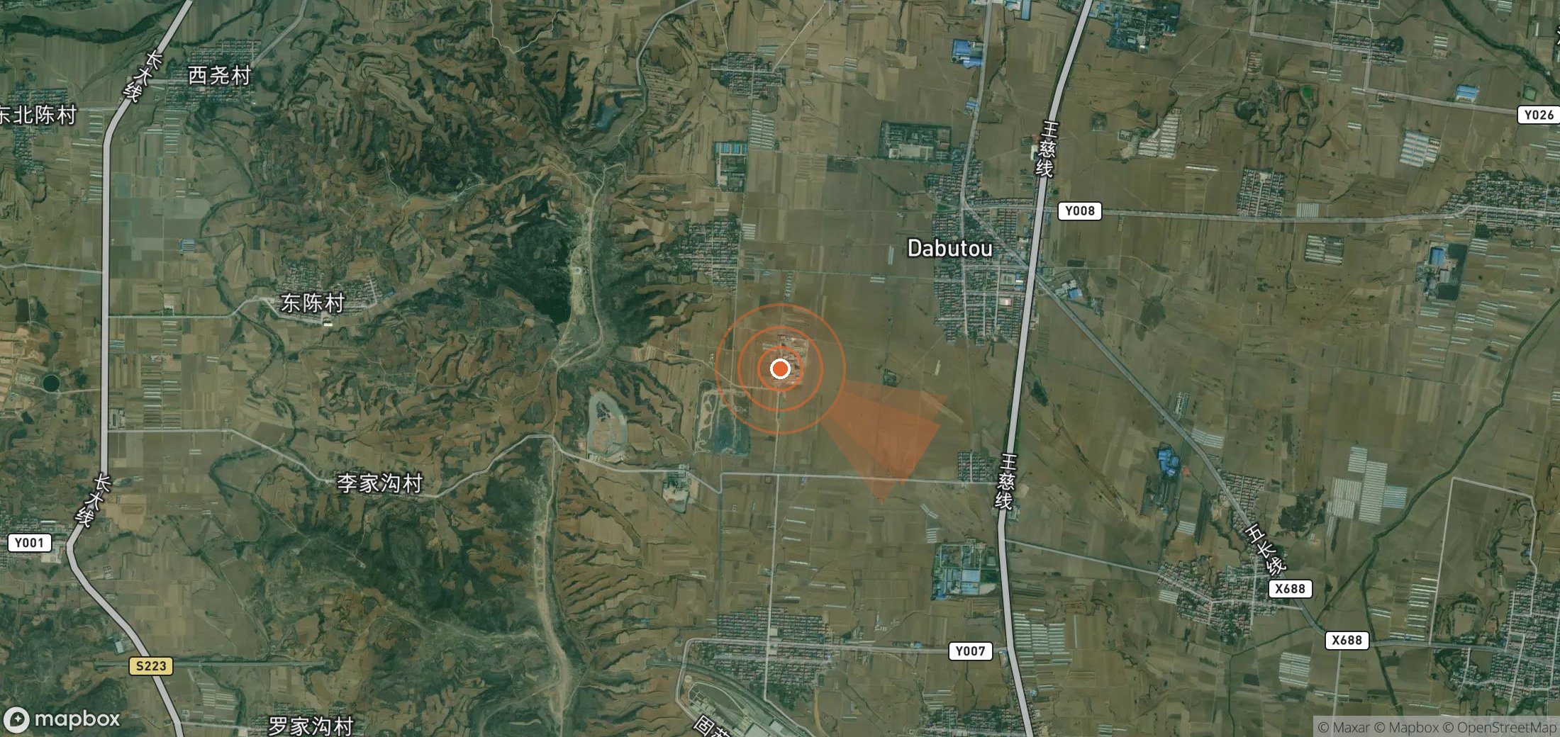 Satellite map of methane plume locations in China