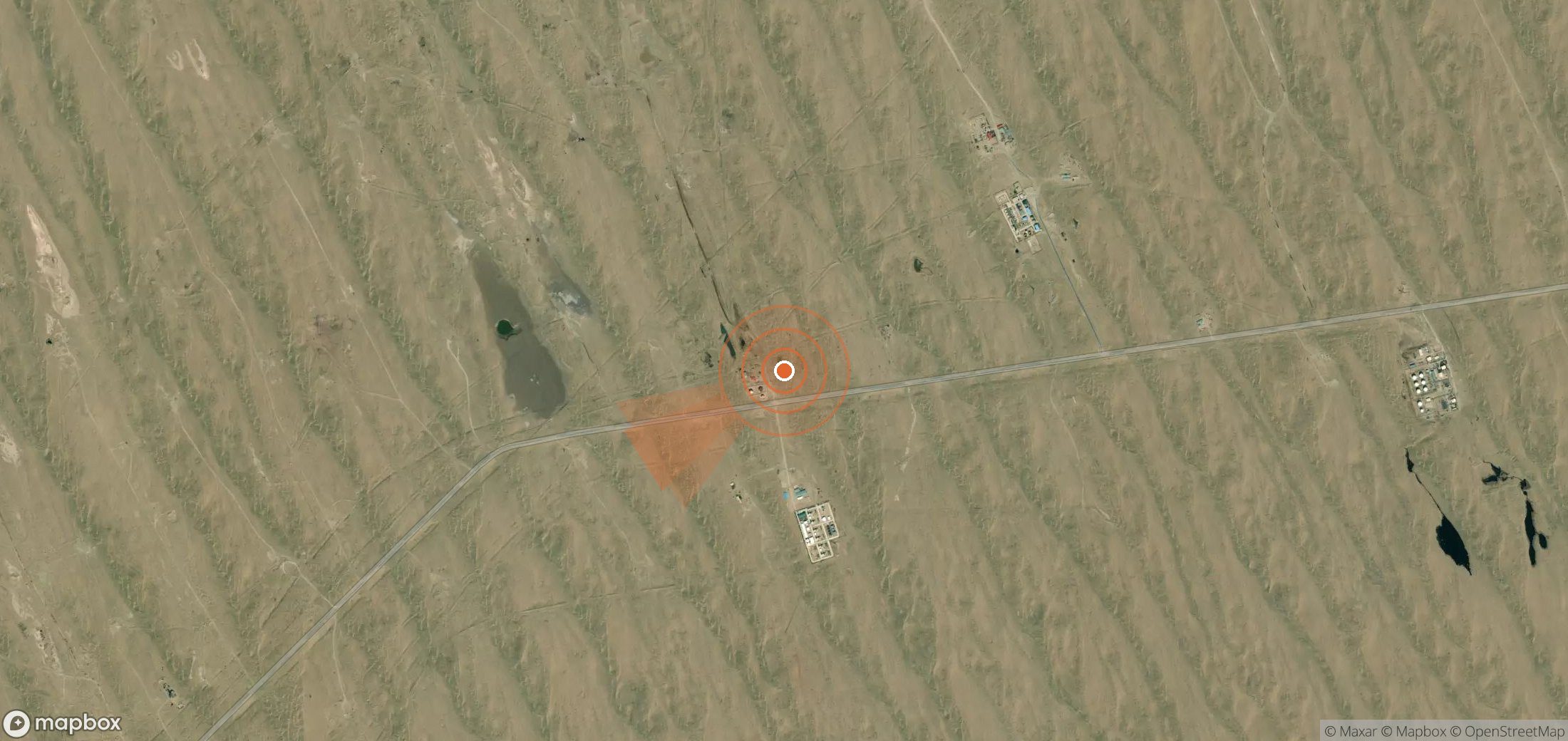 Mapa satelital de plumas de metano en Turkmenistán