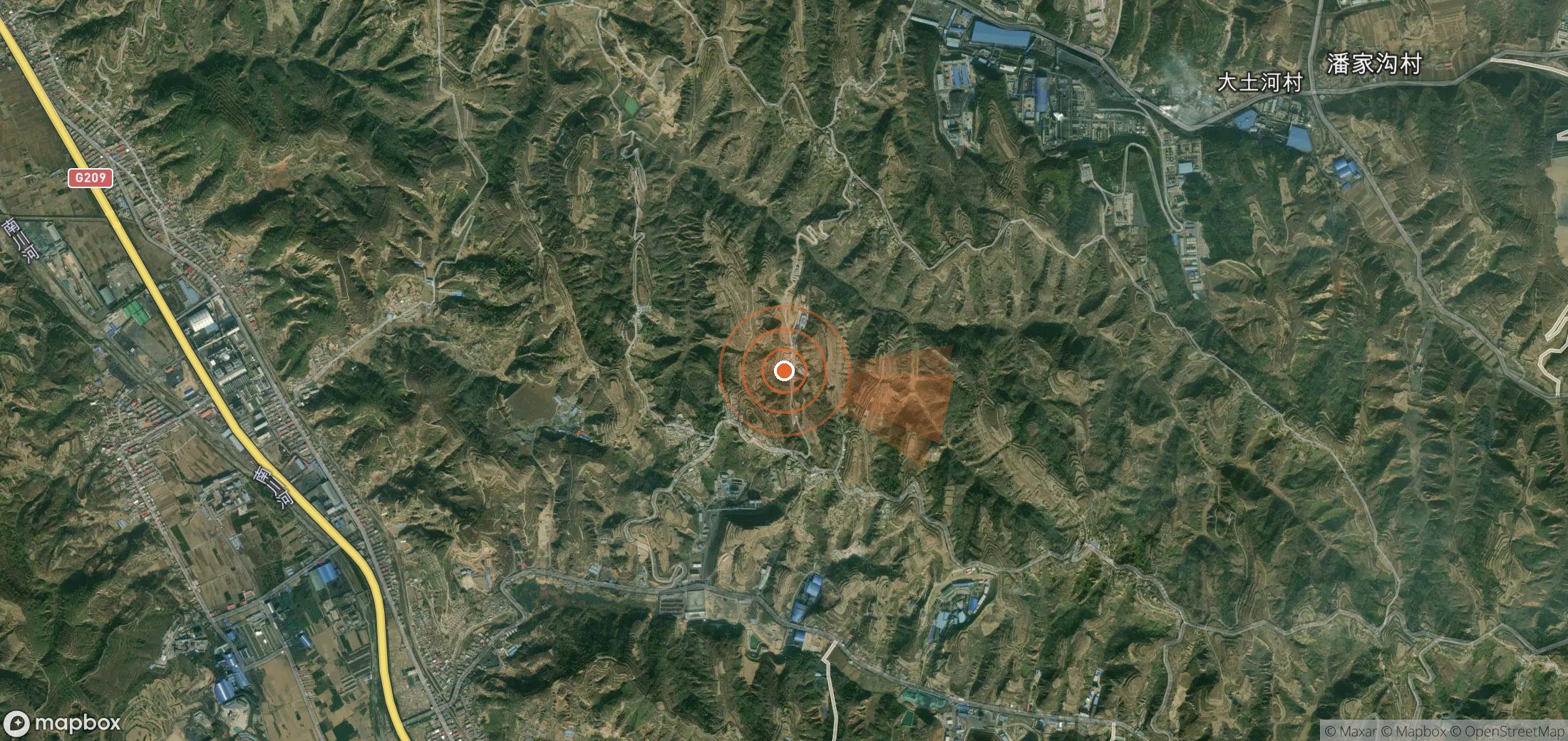 Satellite map of methane plume locations in China