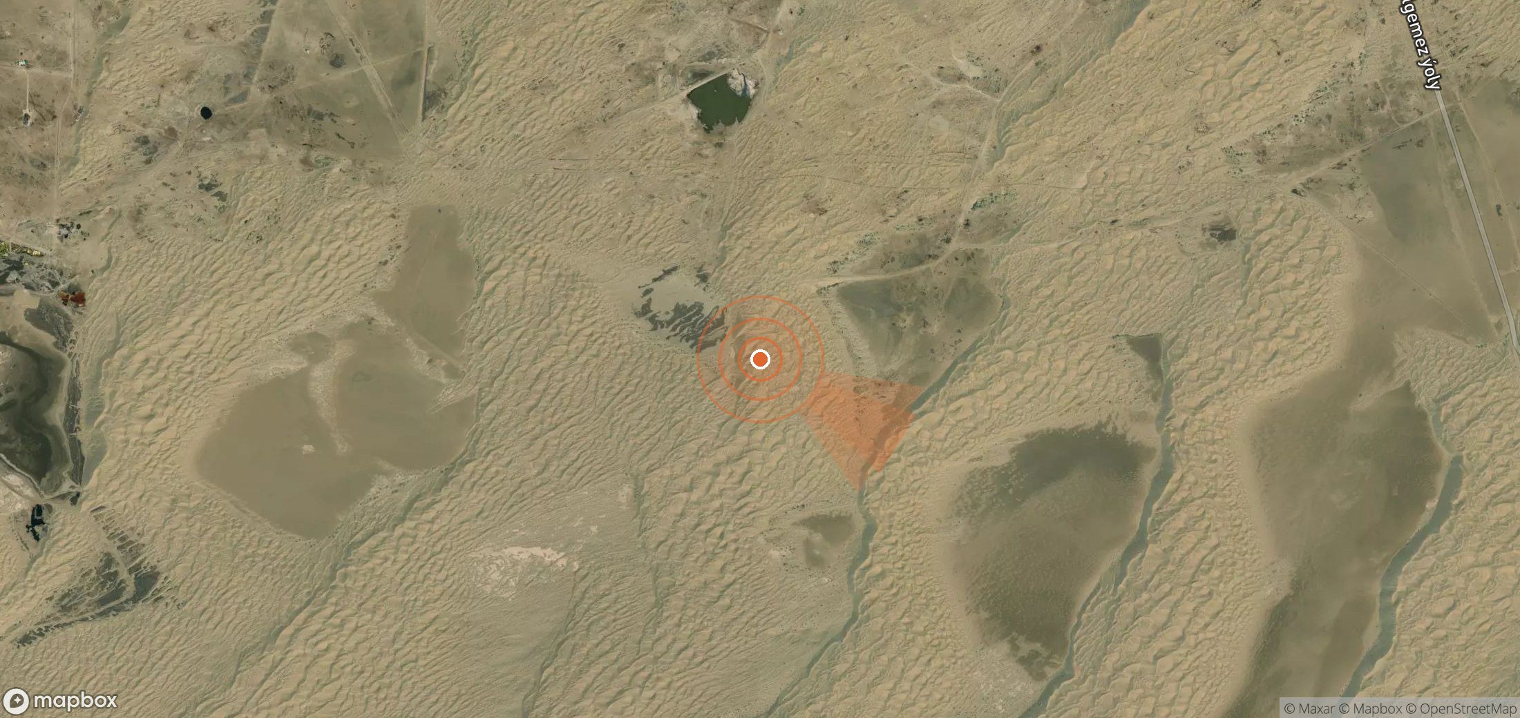 Satellite map of methane plume locations in Turkmenistan