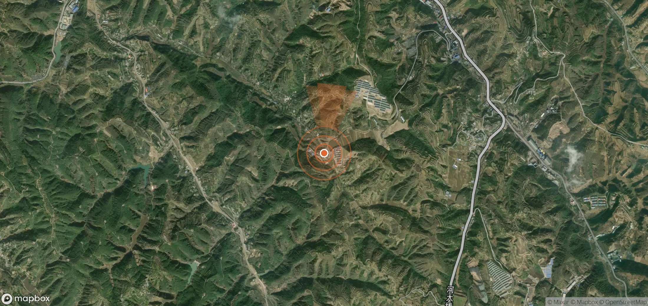 Satellite map of methane plume locations in China
