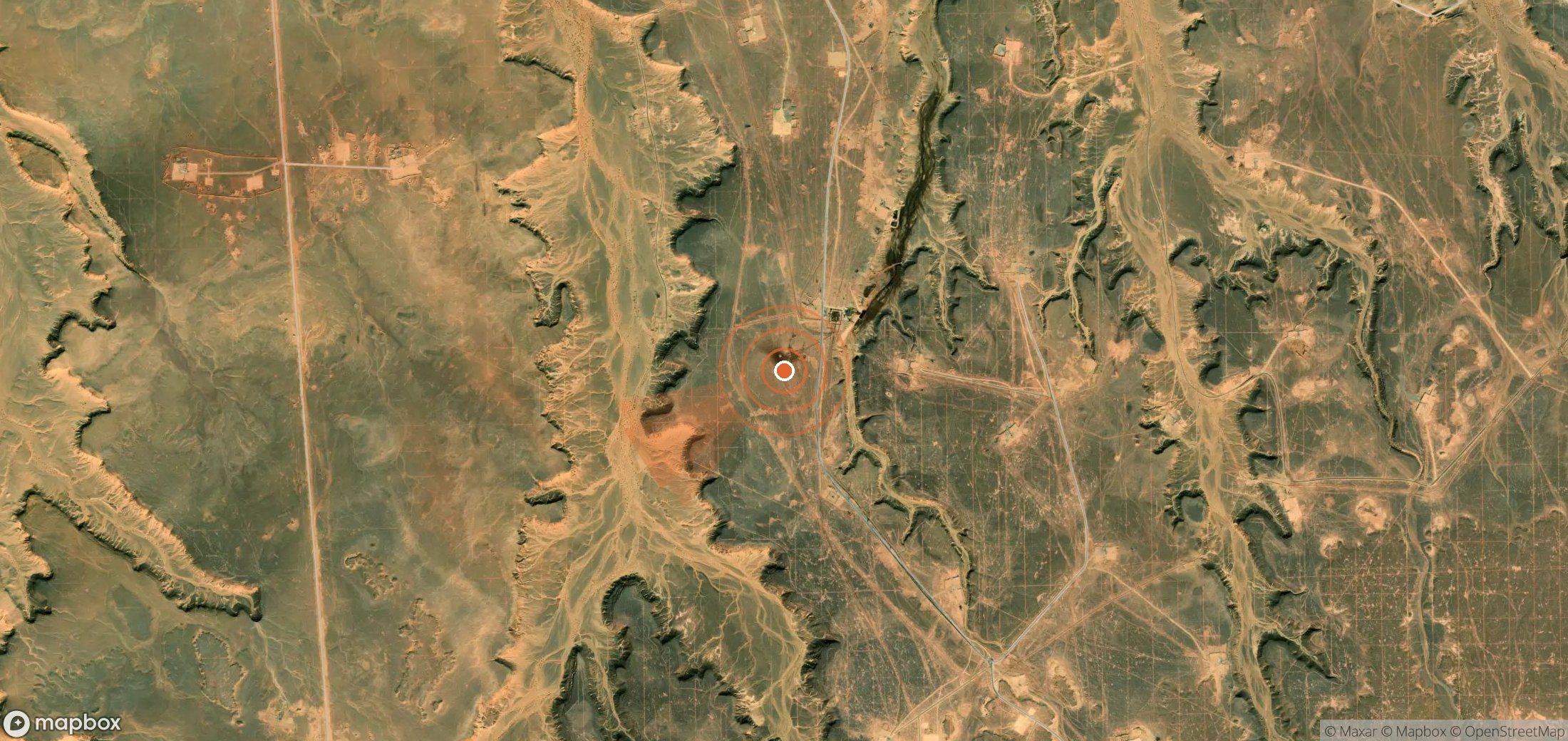 Satellite map of methane plume locations in Algeria