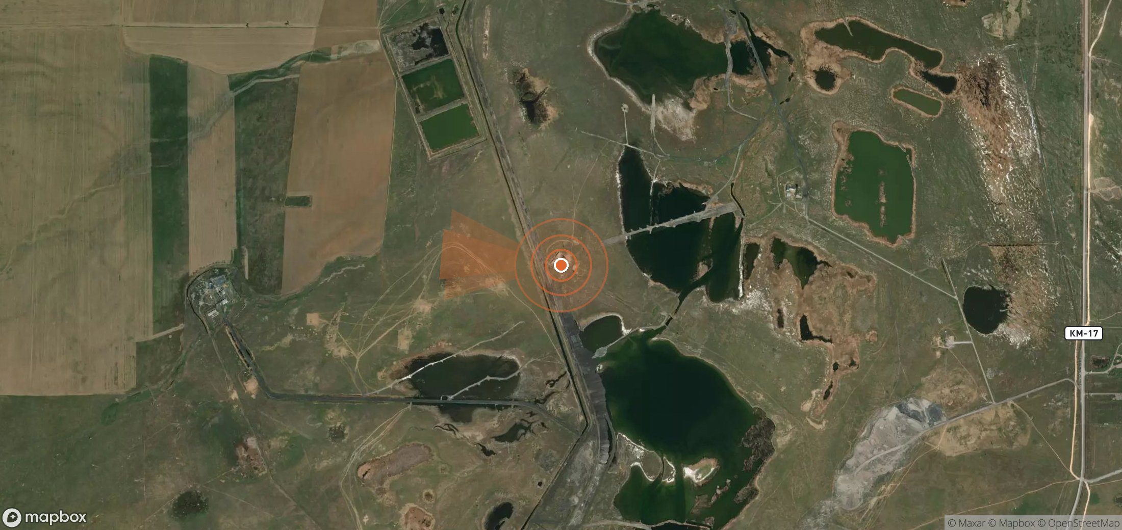 Satellite map of methane plume locations in Kazakhstan
