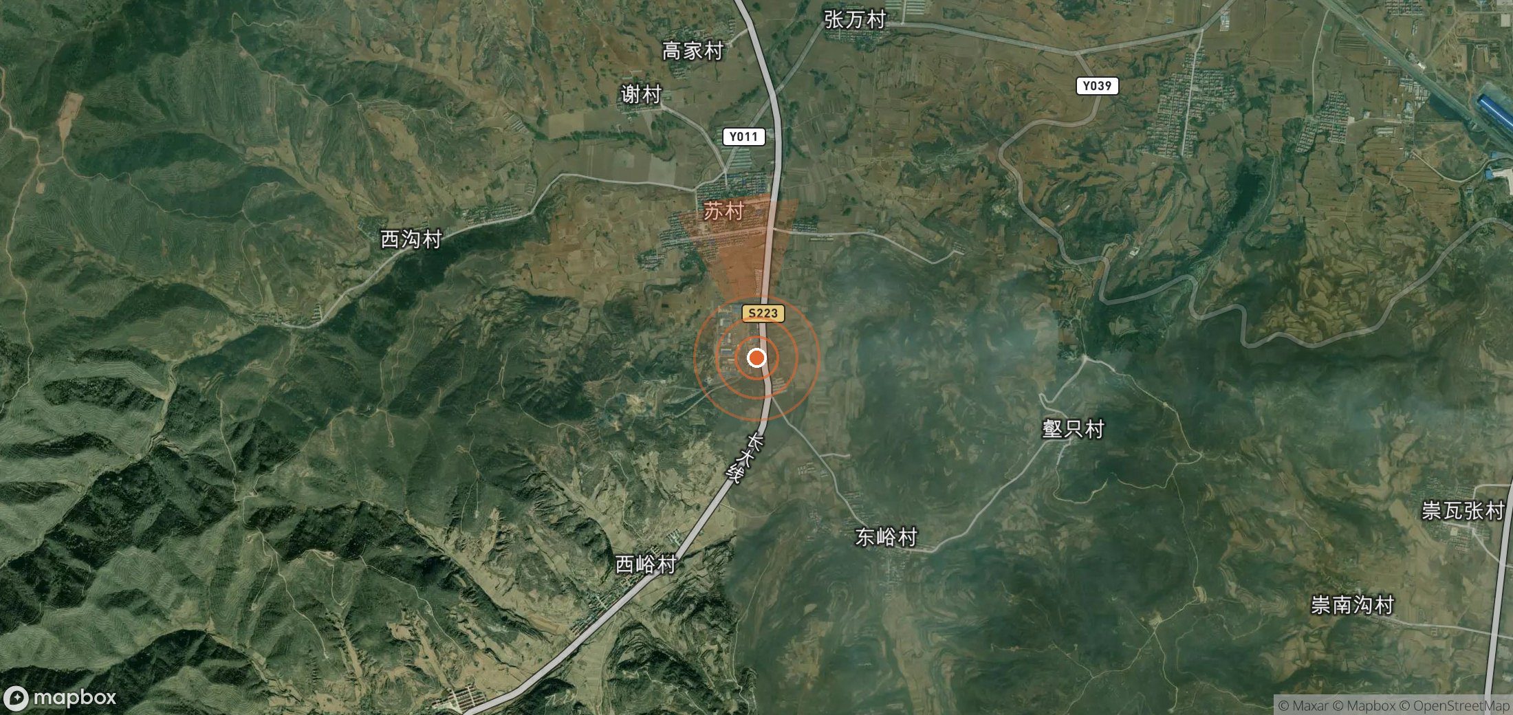 Satellite map of methane plume locations in China