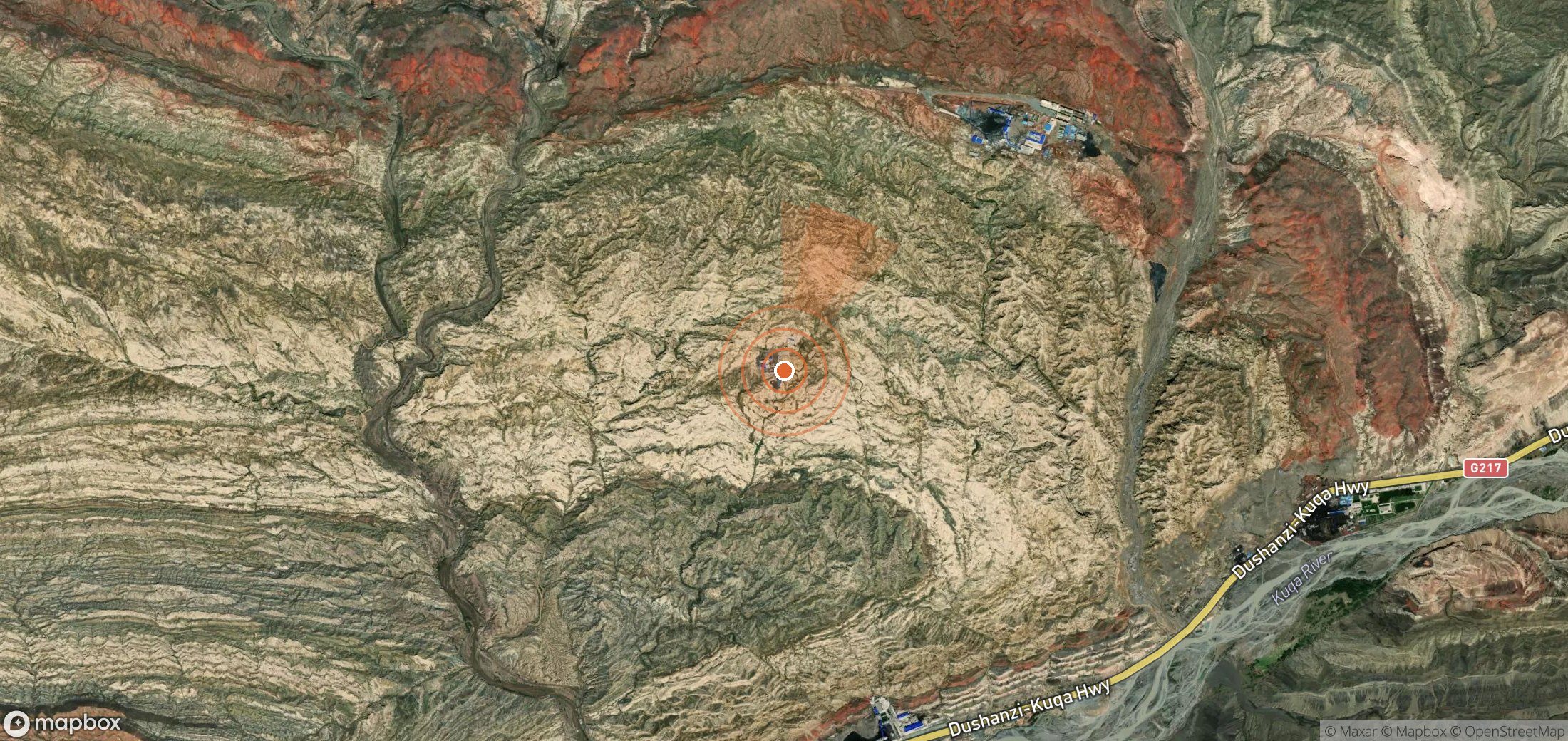 Satellite map of methane plume locations in China