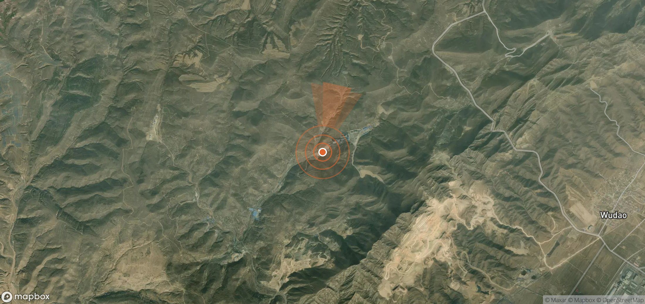 Satellite map of methane plume locations in China