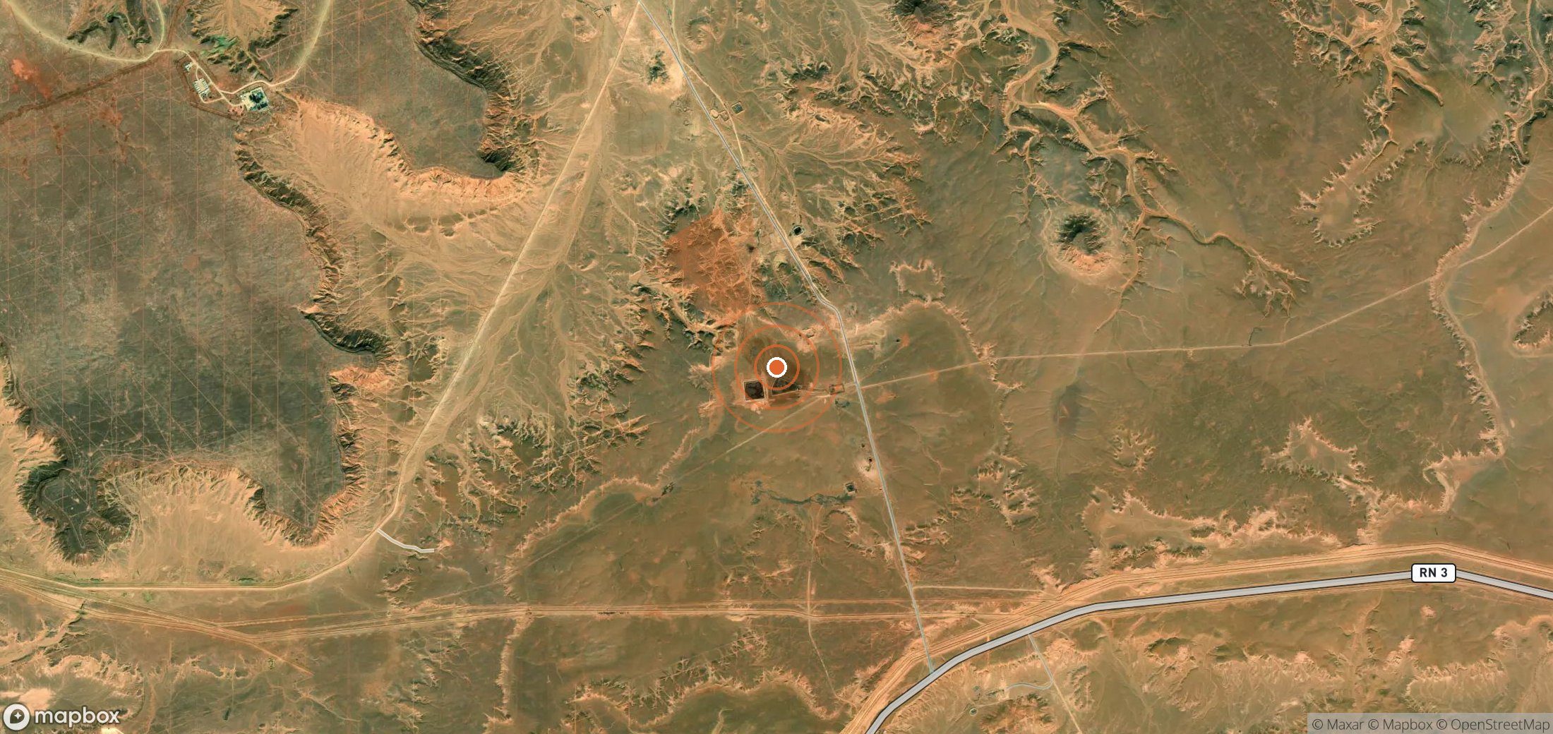 Satellite map of methane plume locations in Algeria