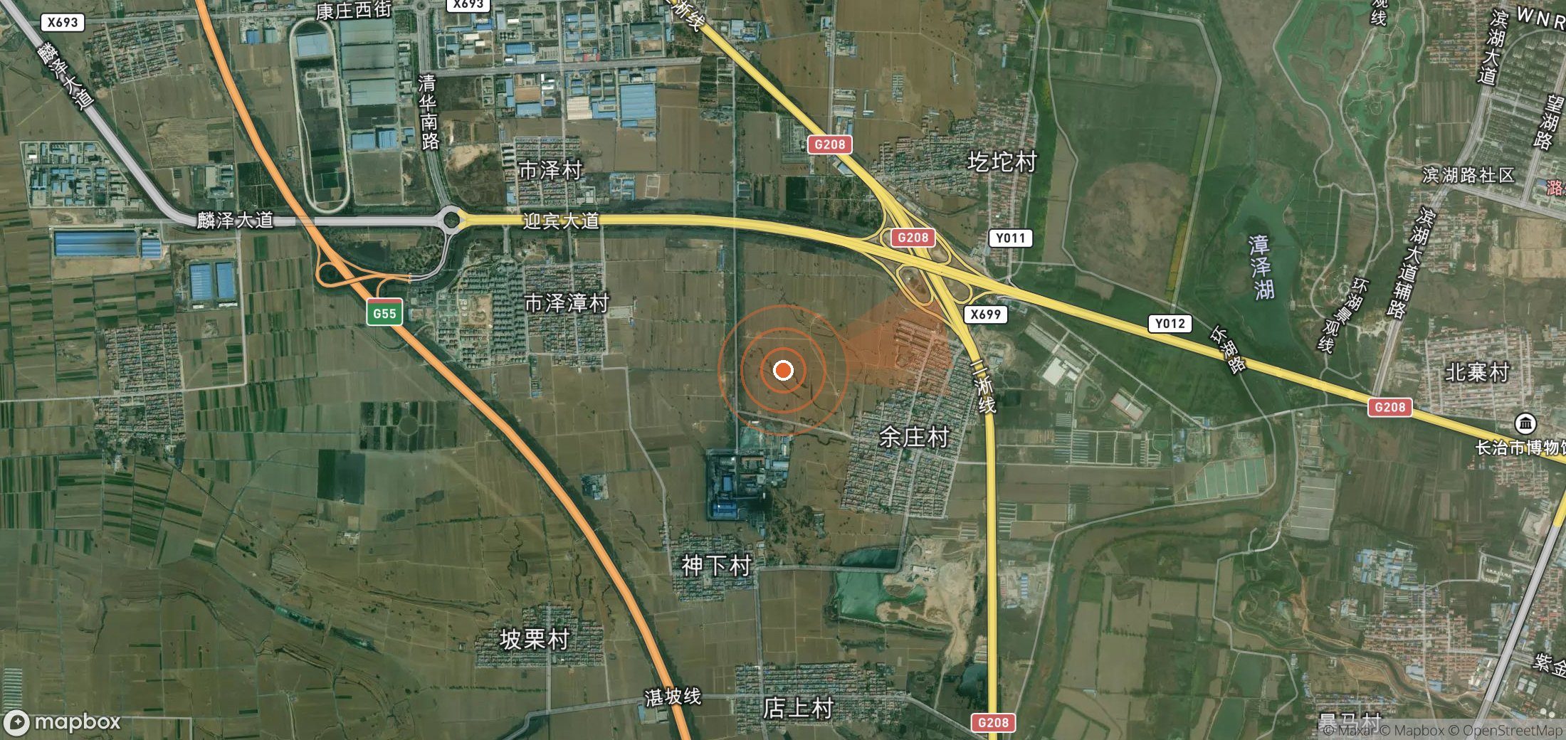 Satellite map of methane plume locations in China