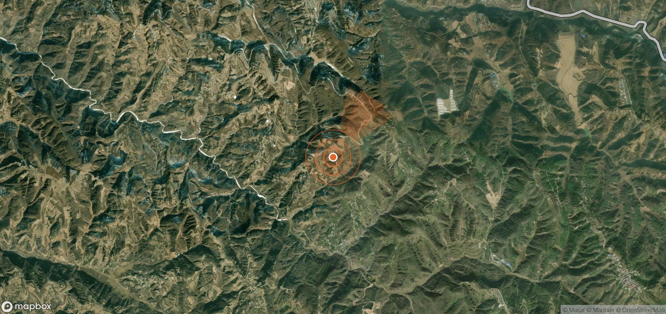 Satellite map of methane plume locations in China