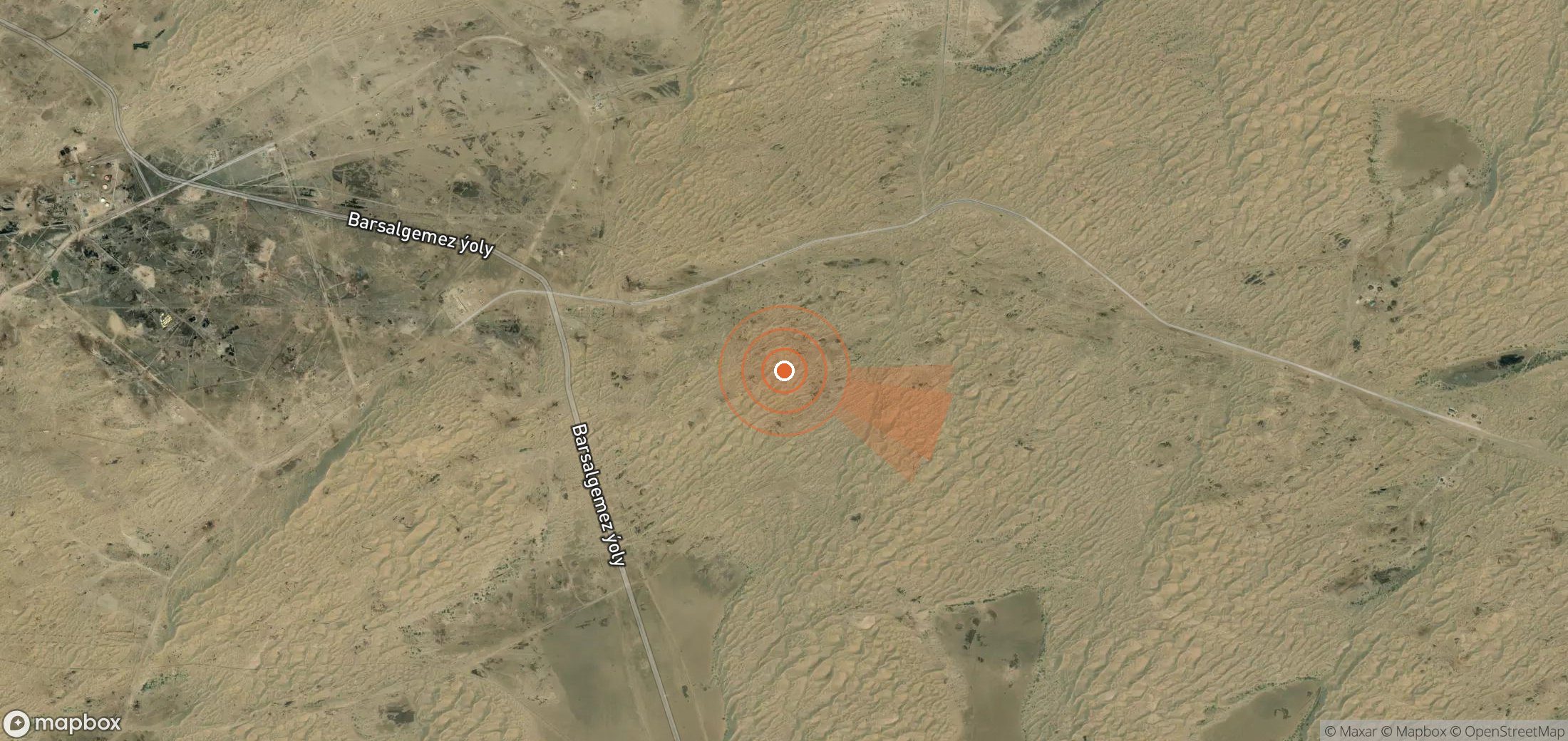 Satellite map of methane plume locations in Turkmenistan